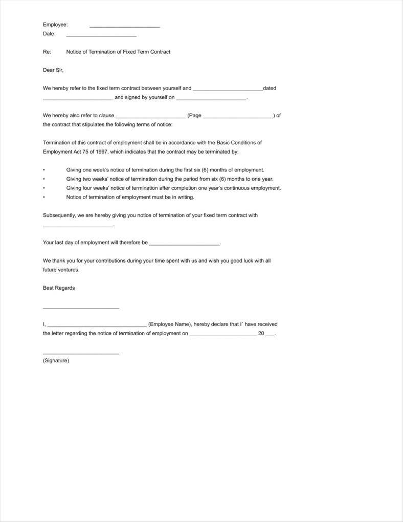 Sample Employee Termination Letter Template - 1 Week Notice Letter Template Best Resume Templates