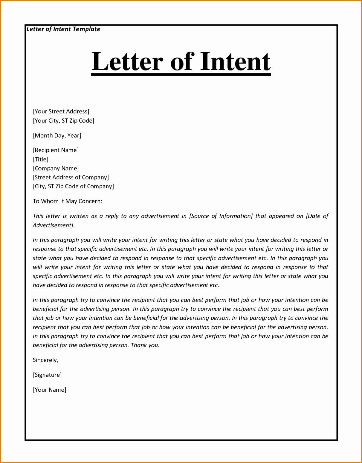 Homeschool Letter Of Intent Template Samples | Letter Template Collection