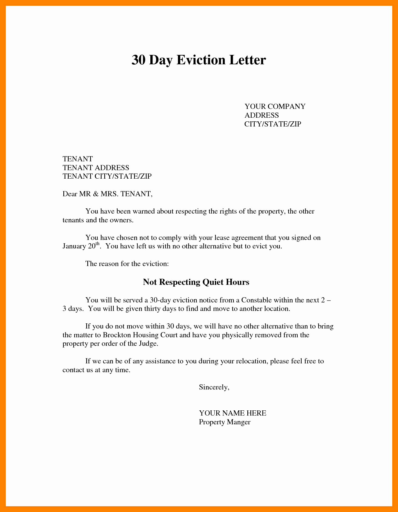 30 Day Eviction Letter Template - 11 Beautiful 3 Day Eviction Notice Template Musiquesattitude