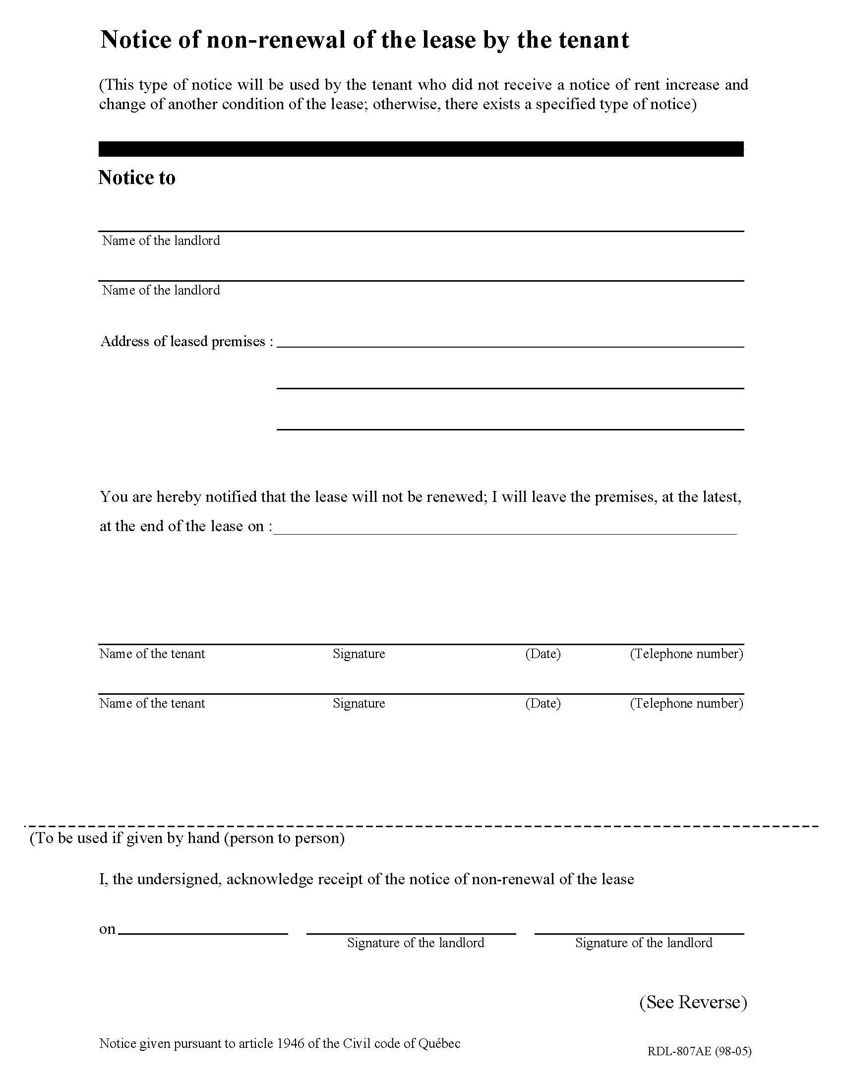Not Renewing Lease Letter Template Samples