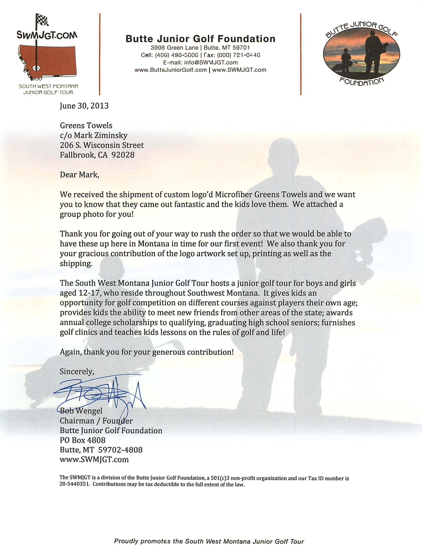 Golf Outing Sponsorship Letter