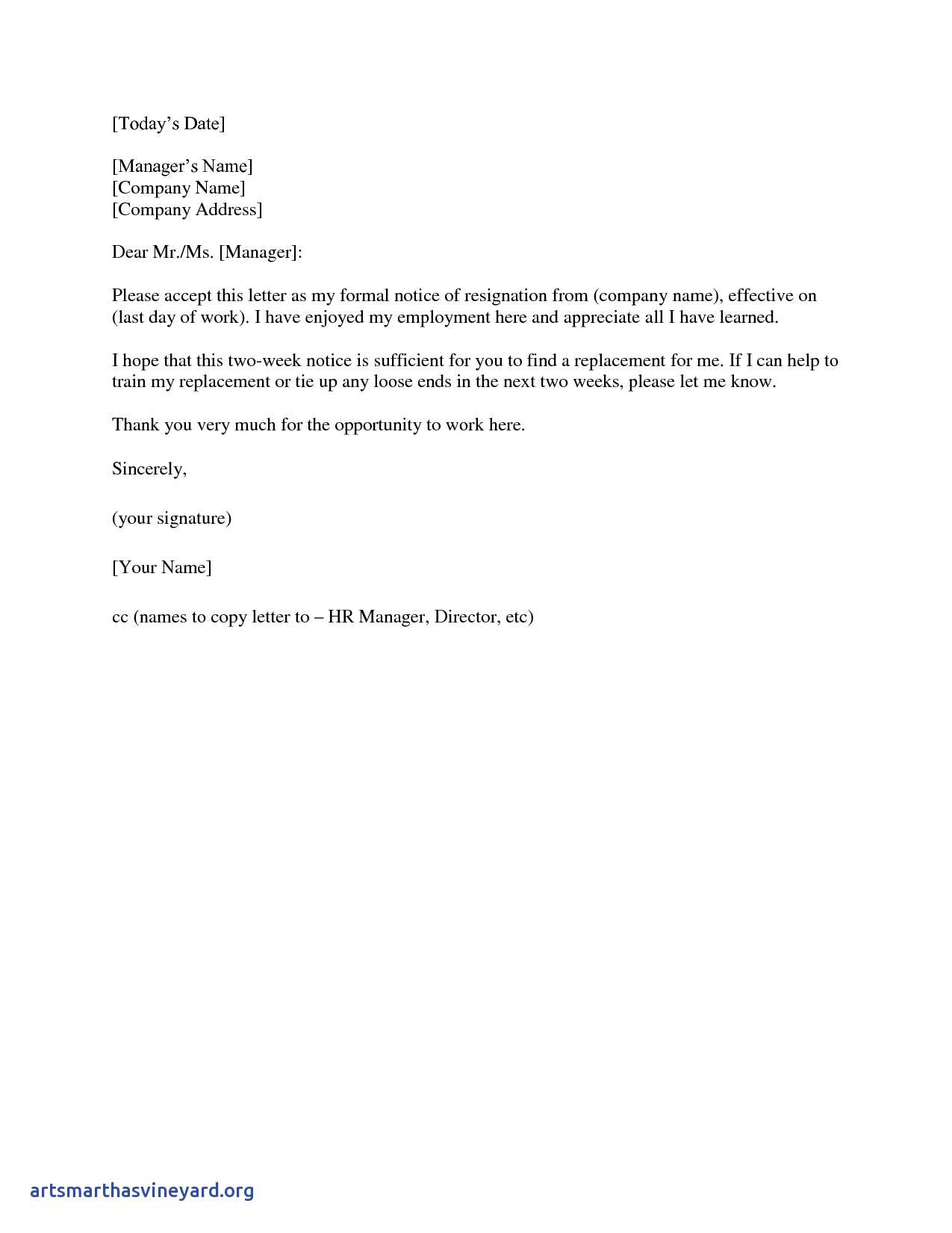Official Letter Of Resignation Template - 2 Weeks Notice Letter Resignation Letter 2 Week Notice From Two Week