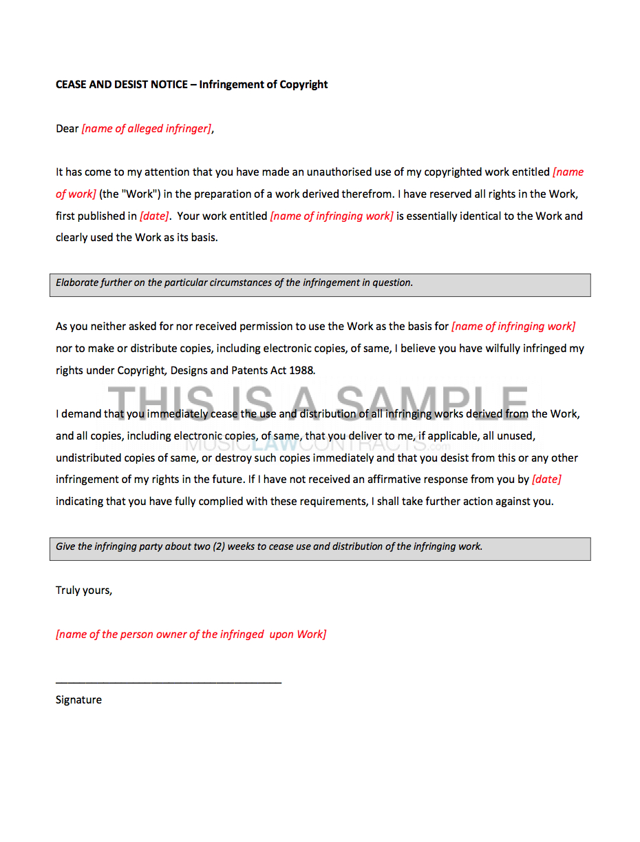 Cease And Desist Letter Patent Infringement Template Samples Letter