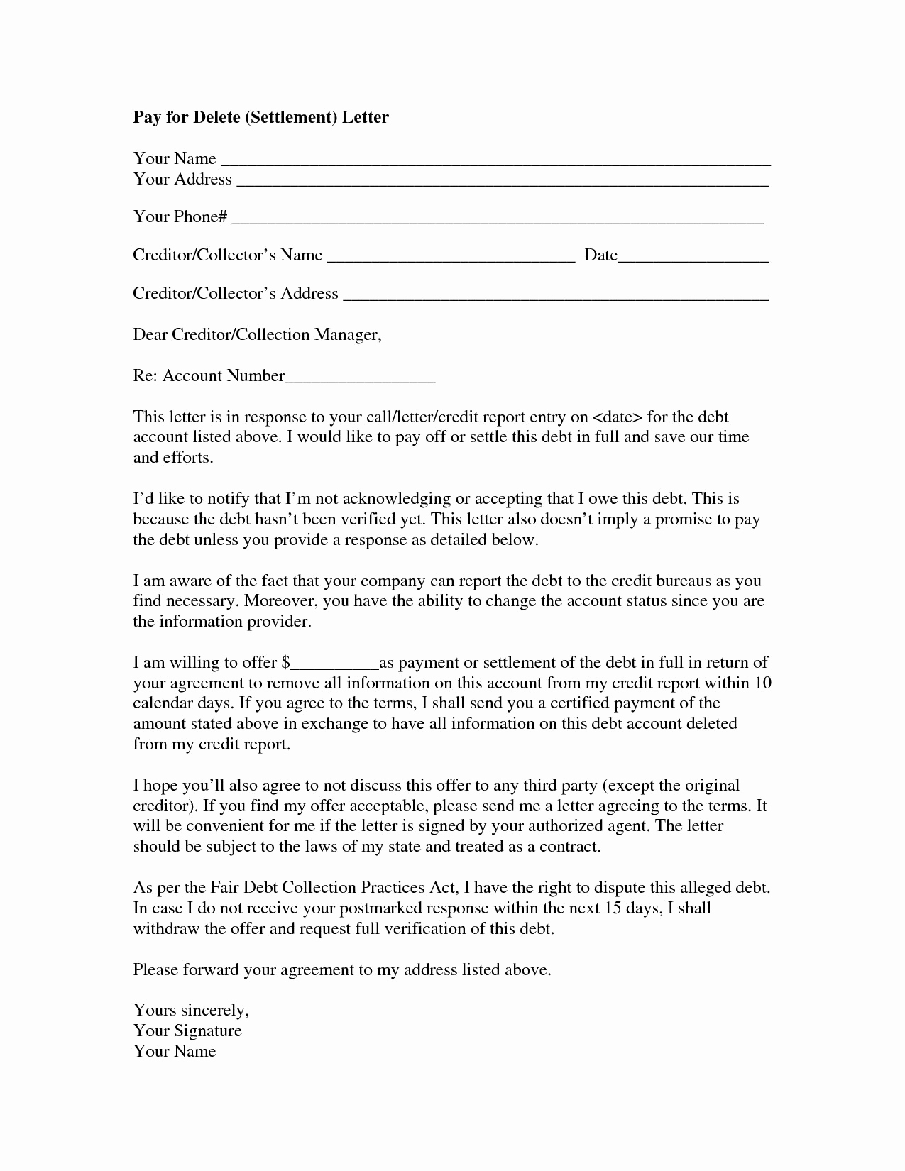 Debt Negotiation Letter Template Sample Design Layout Templates