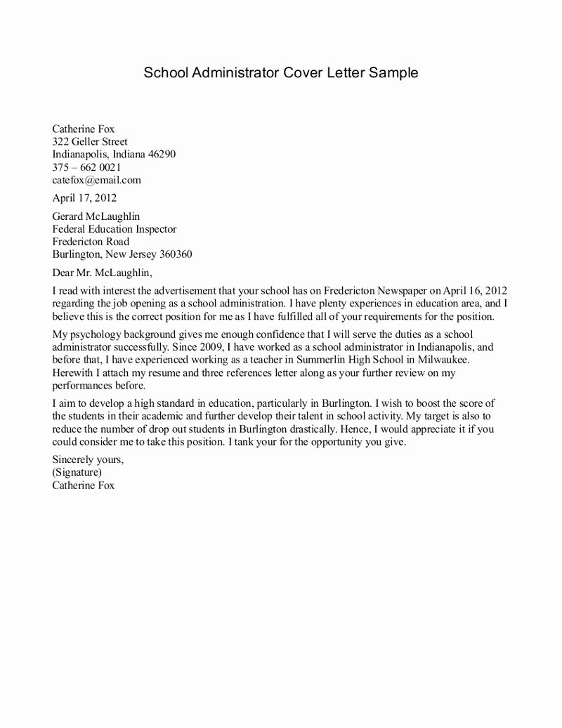 School Secretary Cover Letter Template - 20 Cover Letters for Secretary