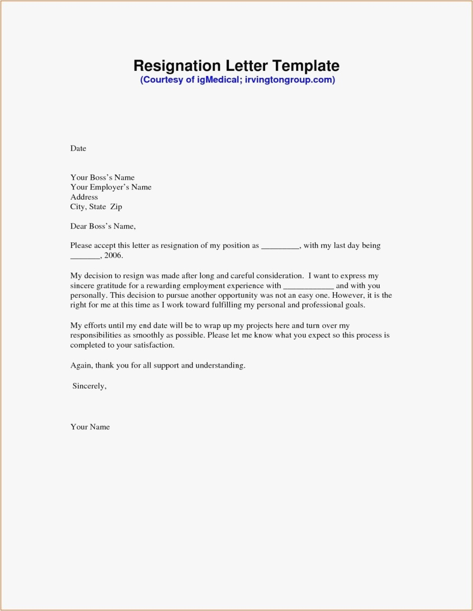 Free Thank You Letter Template - 21 Resignation Letter Template Free format