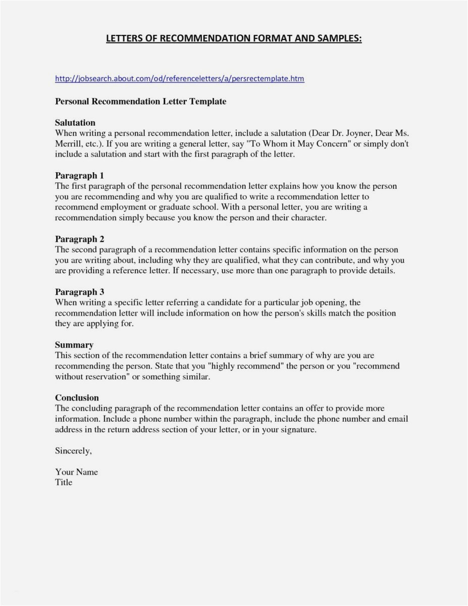 Email Letter Of Recommendation Template - 23 Letter Re Mendation for Graduate School Sample Example