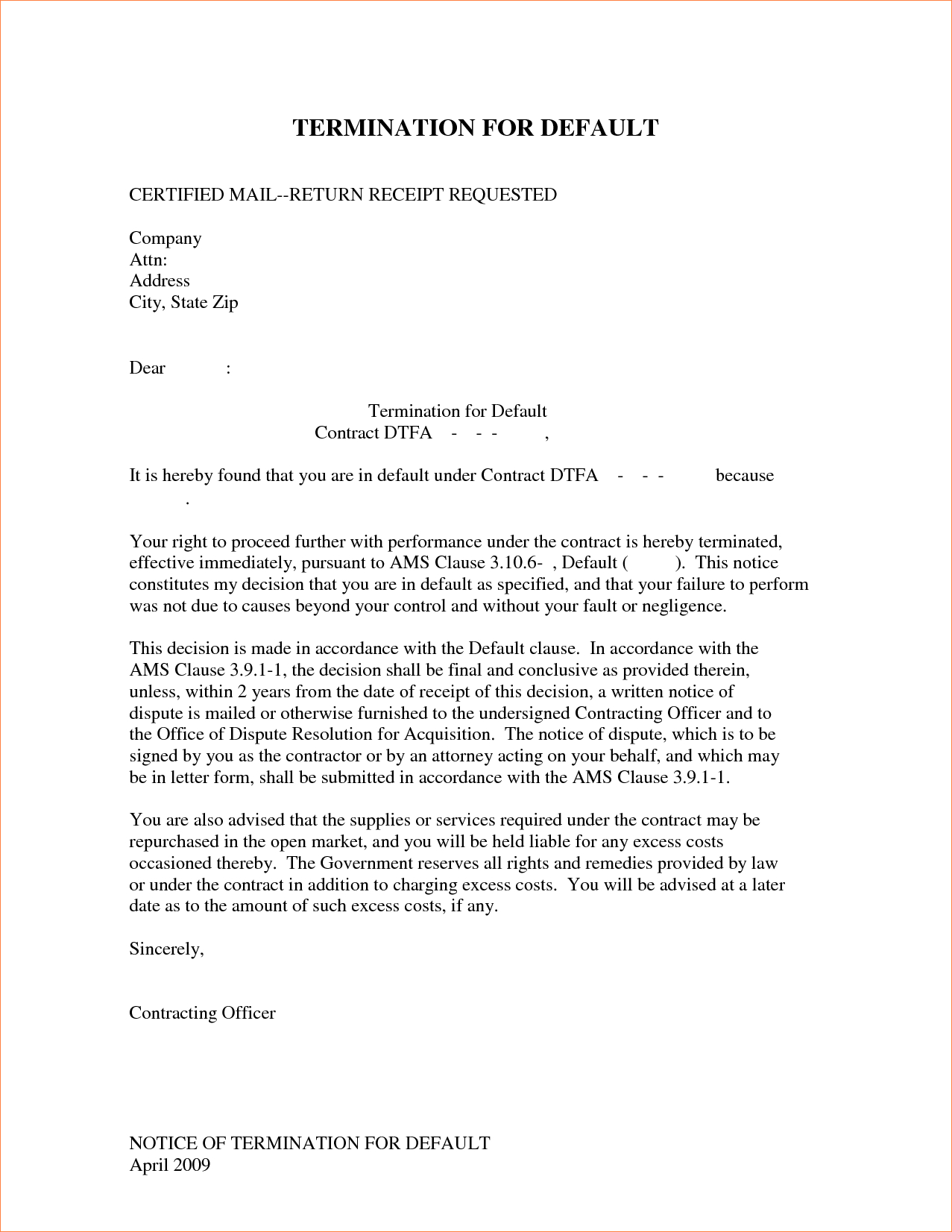 Business Contract Termination Letter Template - 24 Best Ending Lease Agreement Letter Sample