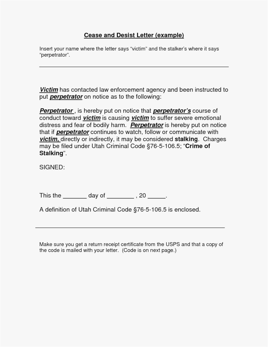 Cease and Desist Letter Template Business Name - 26 Cease and Desist Letter Template Picture