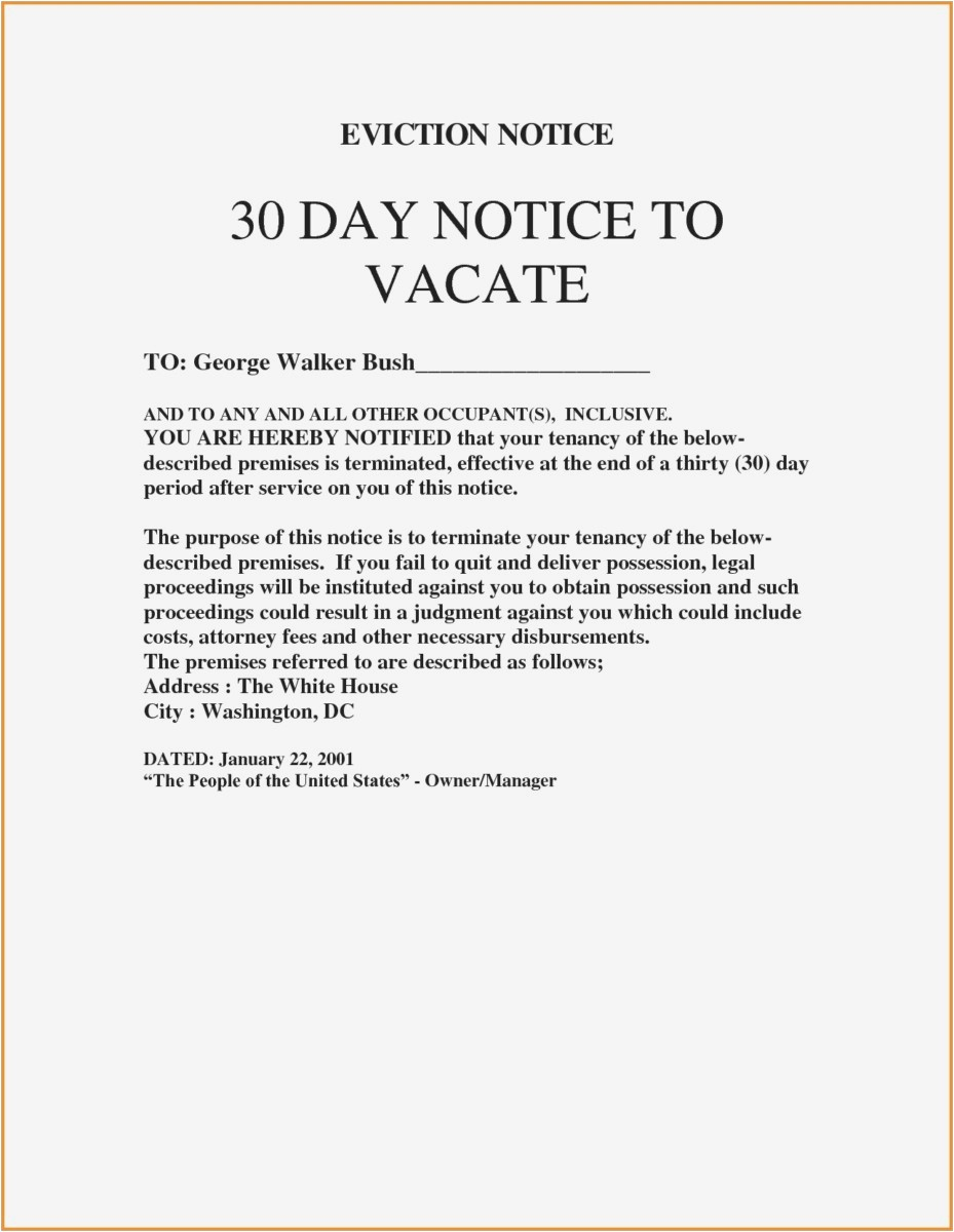 notice to vacate tenant template