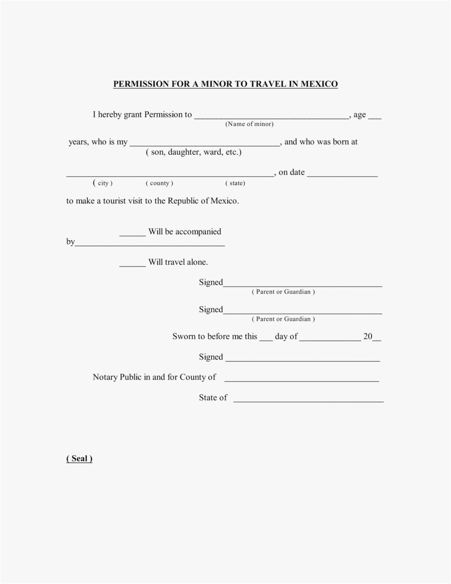 Letter to Allow Child to Travel Template - 27 Notarized Letter Template for Child Travel Professional