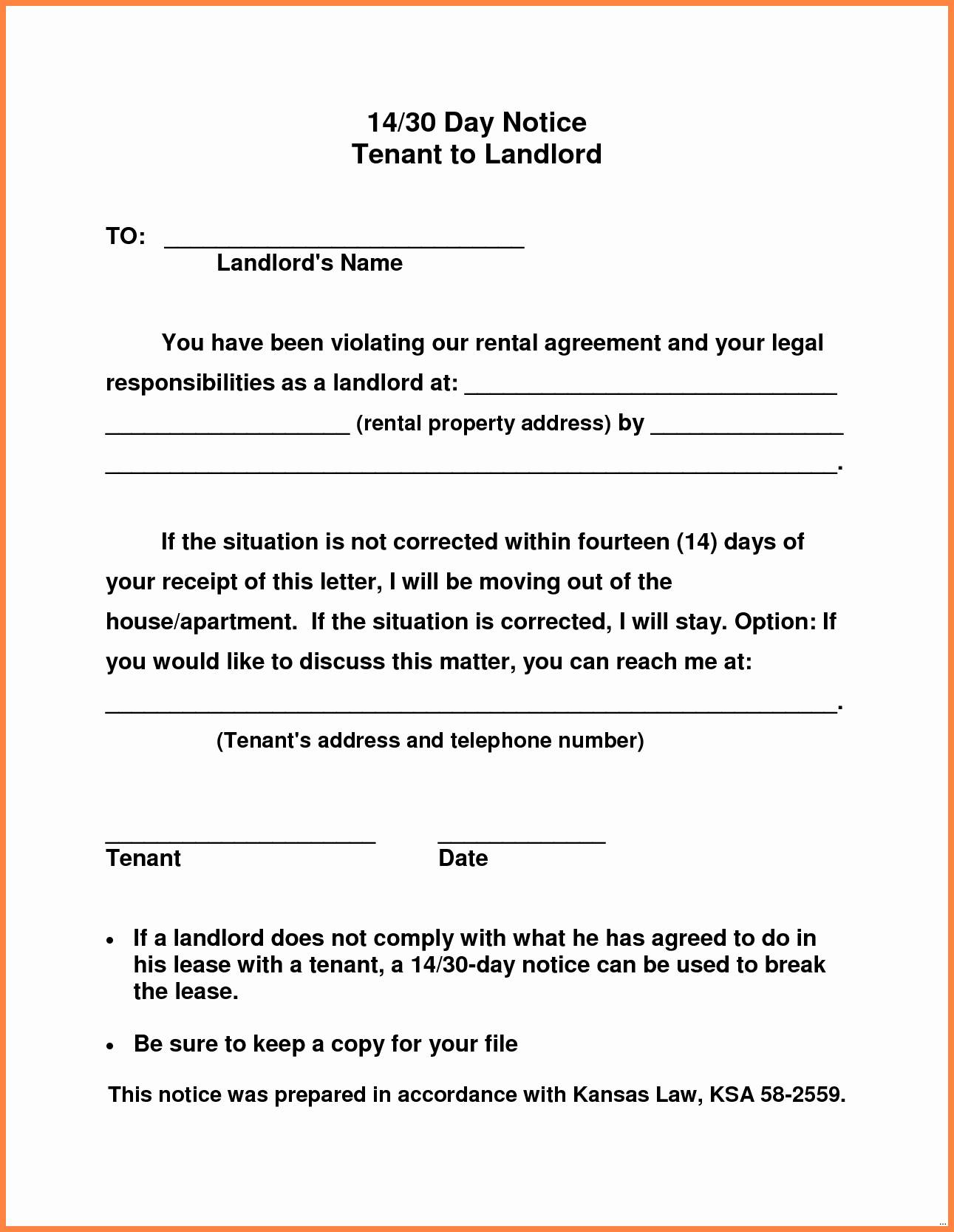 Landlord Notice Letter To Tenant Template Examples Letter Template 