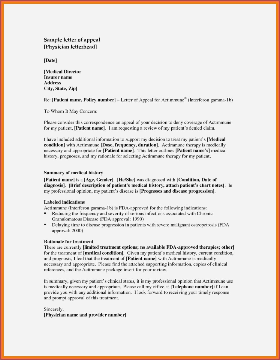 Medical Necessity Appeal Letter Template Samples Letter Template 0679