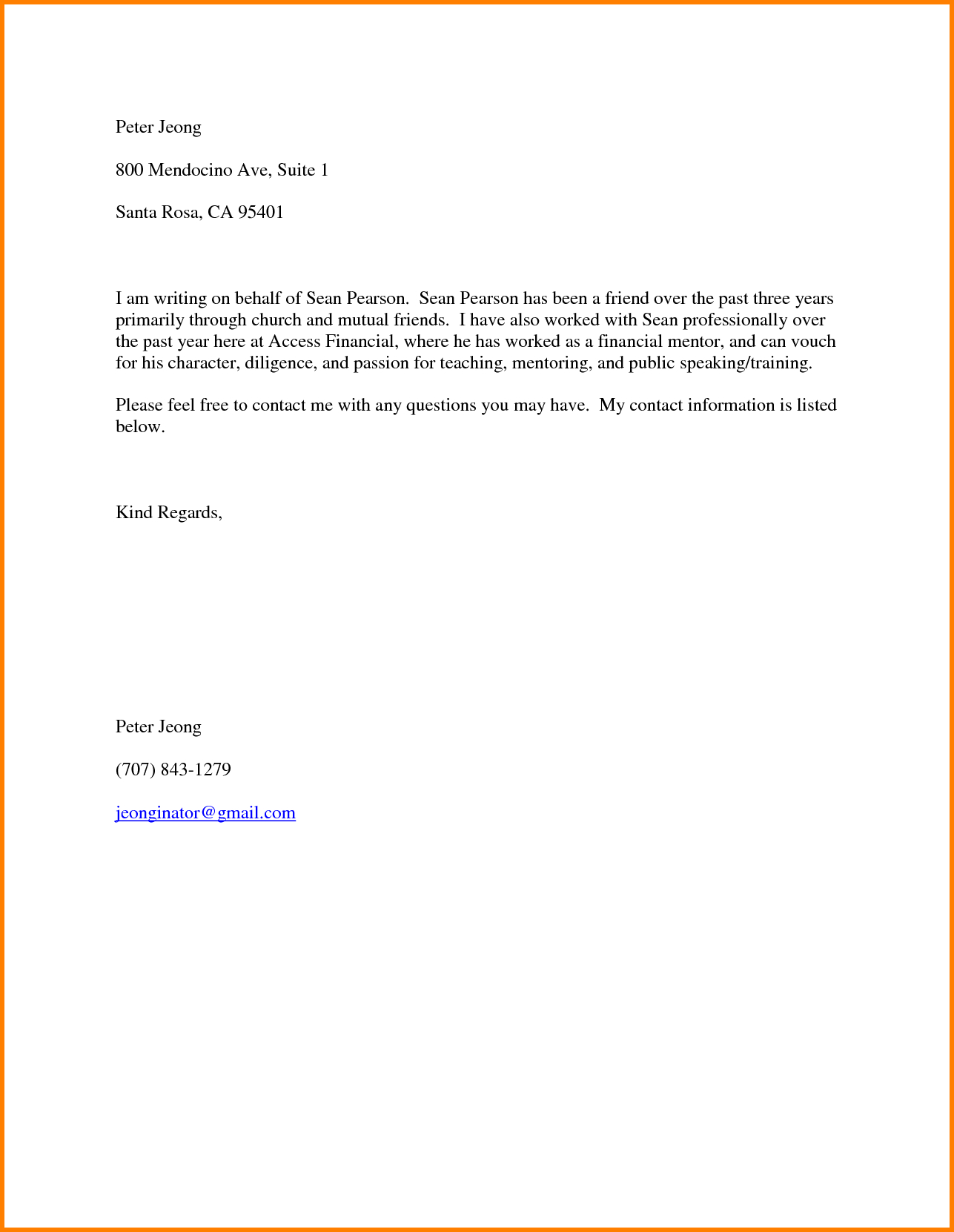 Rental Reference Letter Template - 7 Character Letter for A Friend Resume Reference