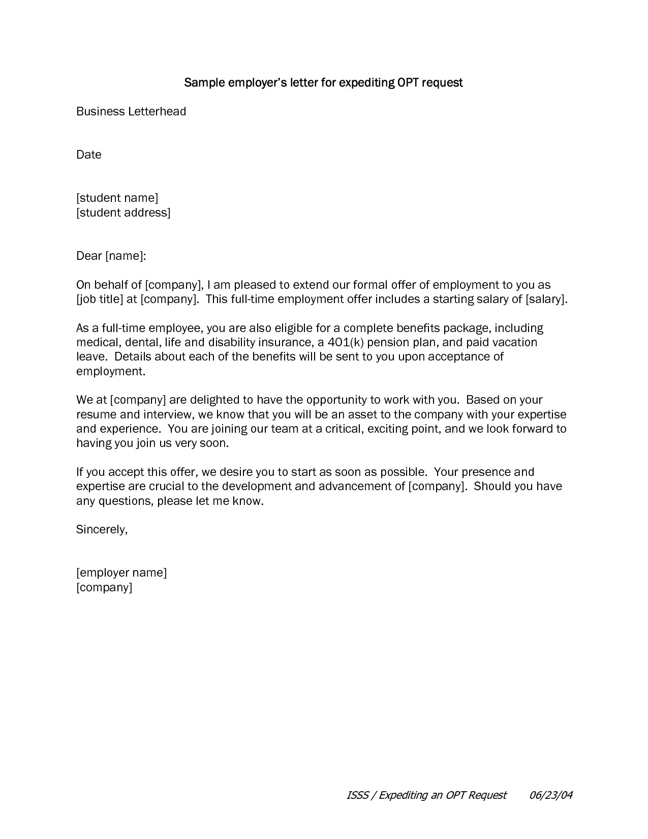 Opt Offer Letter Template - 9 Beautiful Uscis Appointment Letter