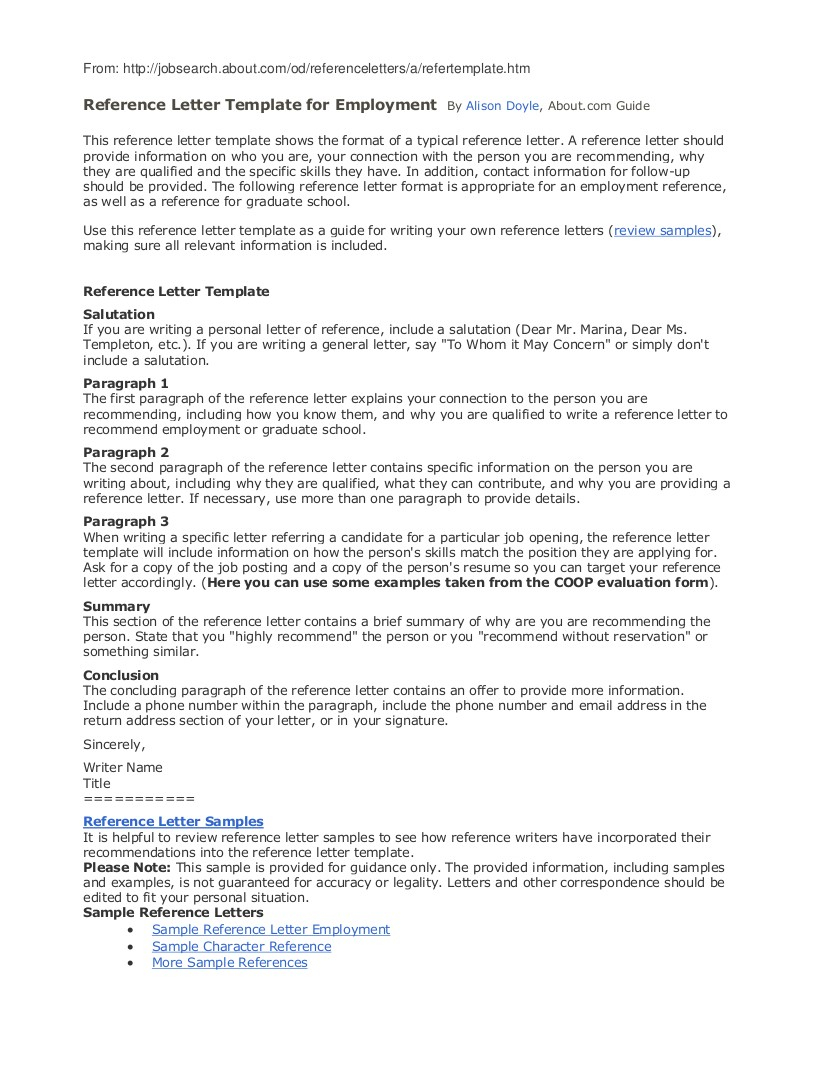 Generic Letter Of Recommendation Template - 9 Employee Reference Letter Examples &amp; Samples In Pdf Reference