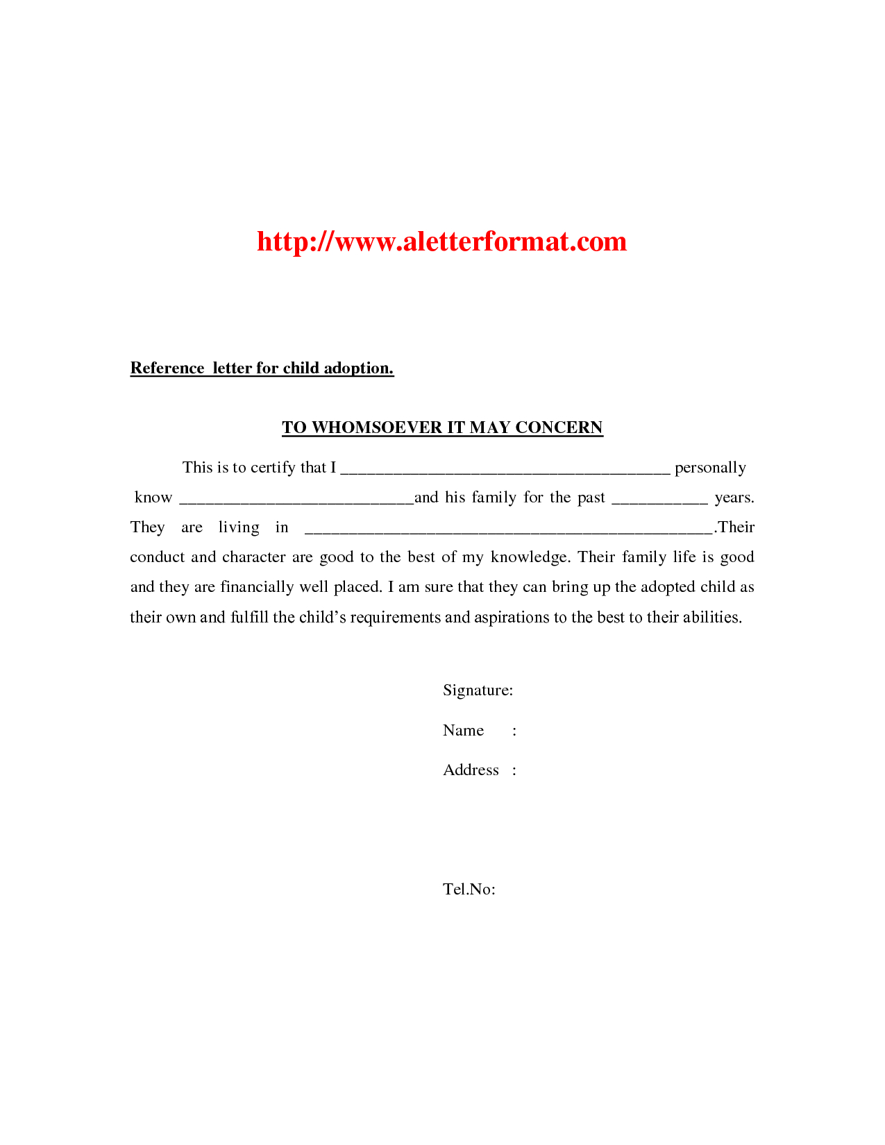 Adoption Reference Letter Template - Adoption Reference Letter Gallery Letter format formal Sample