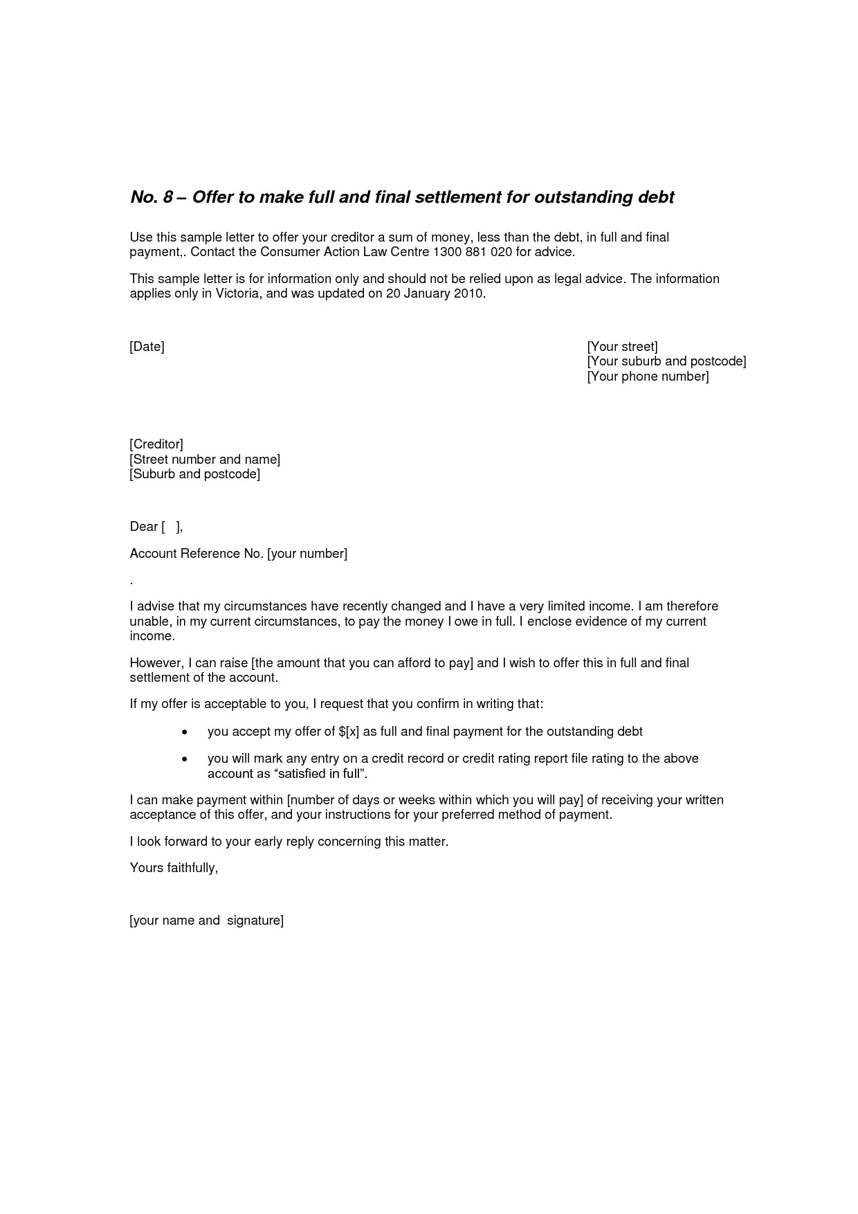 In Full and Final Settlement Letter Template - Agreement Letter for Payment Loan Sample Best Images Of