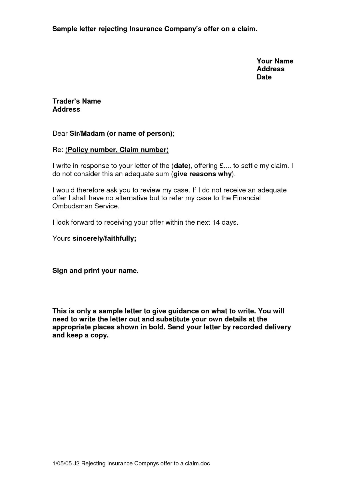 Insurance Denial Letter Template Collection | Letter ...
