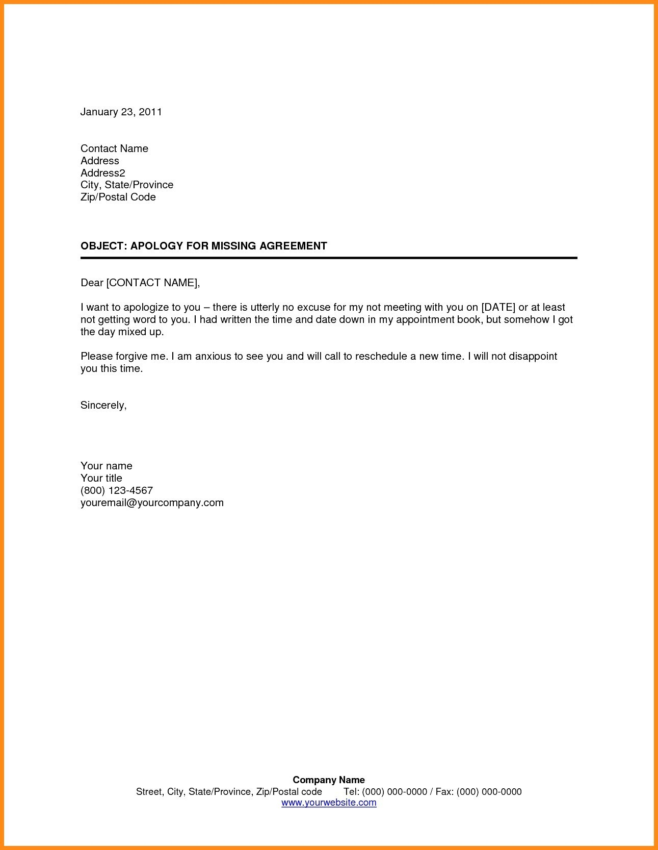 Patient Appointment Letter Template