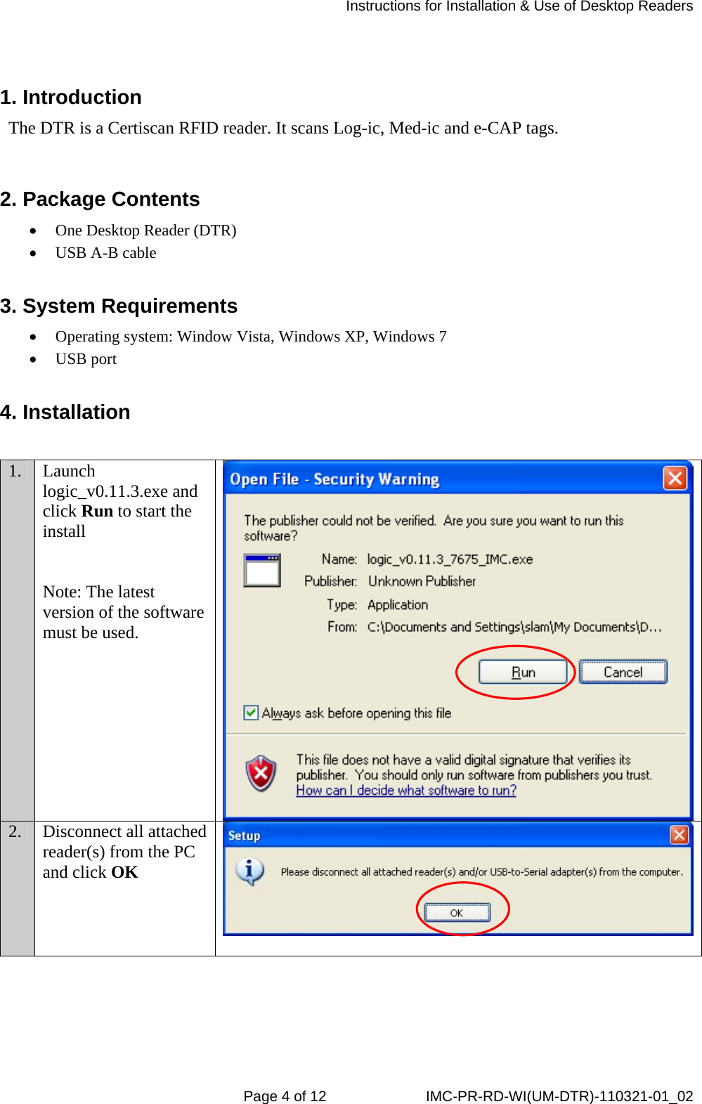 shipper's letter of instruction template example-DTR11 DTR RFID Reader User Manual IMC Template 2008 Information 16-e