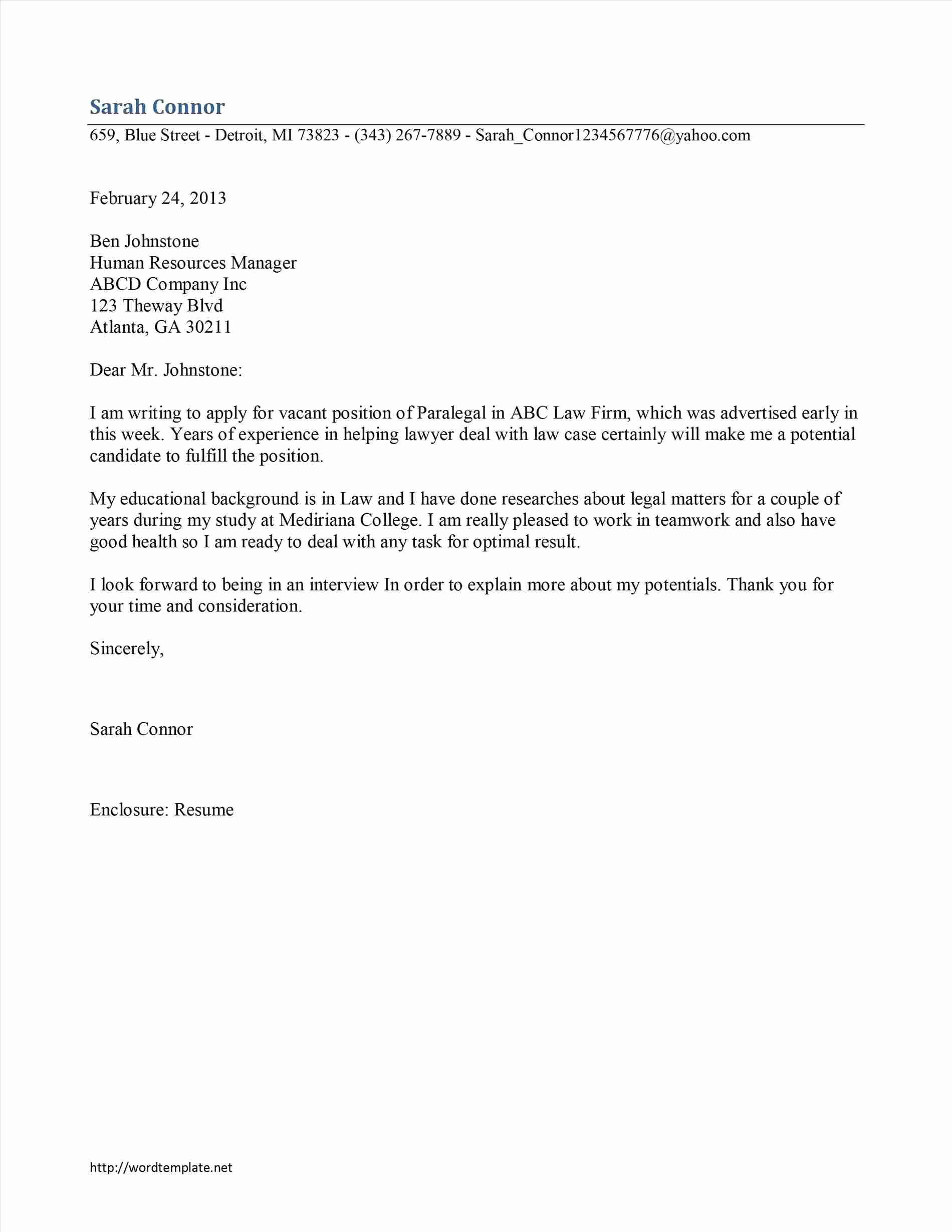 Paralegal Cover Letter Template - Awesome Cover Letter for School Secretary with No Experience