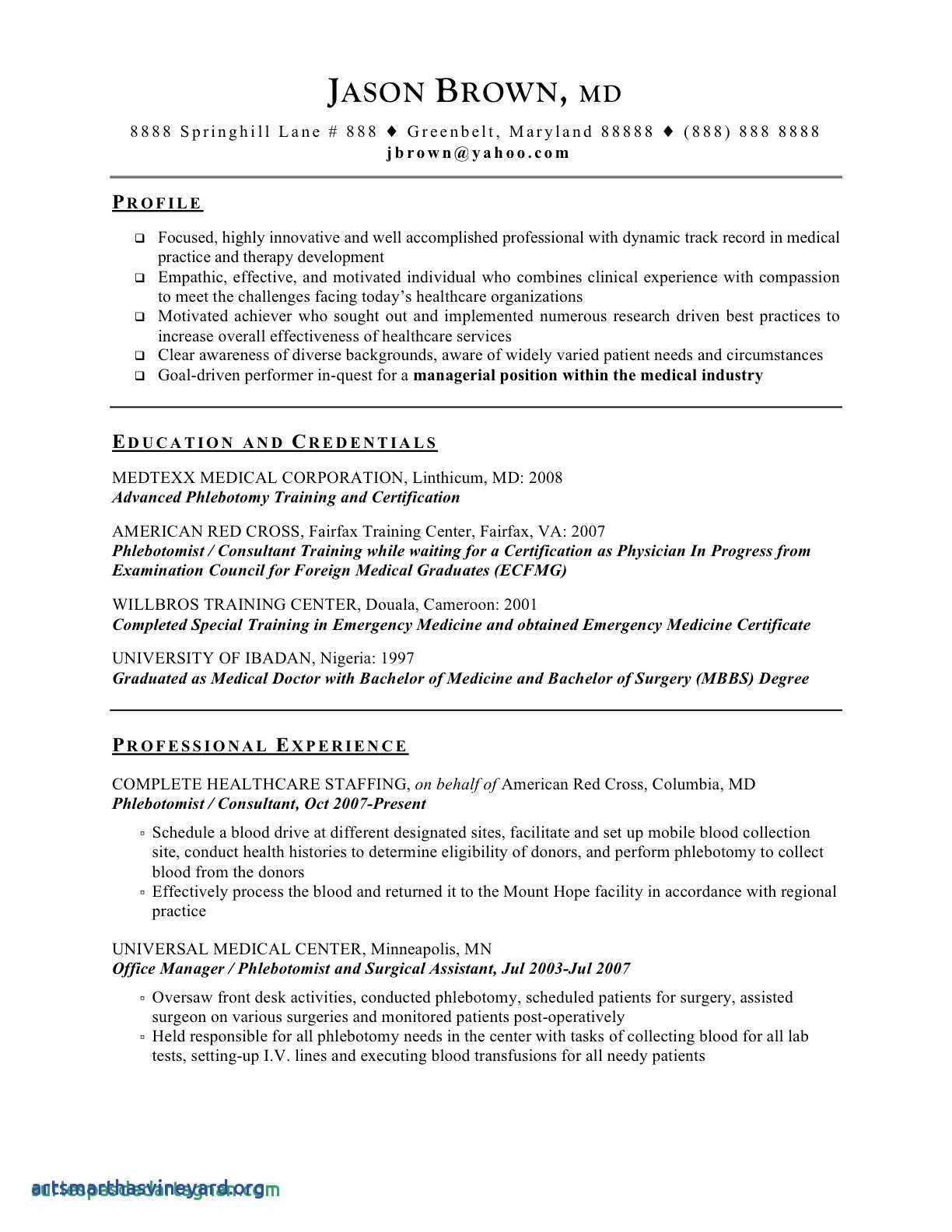 Phlebotomy Cover Letter Template - Awesome Phlebotomist Resume Samples Concept Free Web Templates