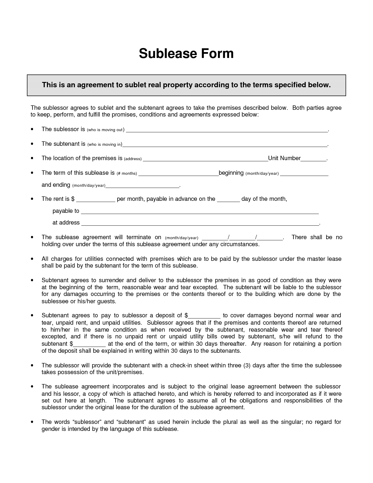 sublet letter template example-Awesome Sublease Template 3-b