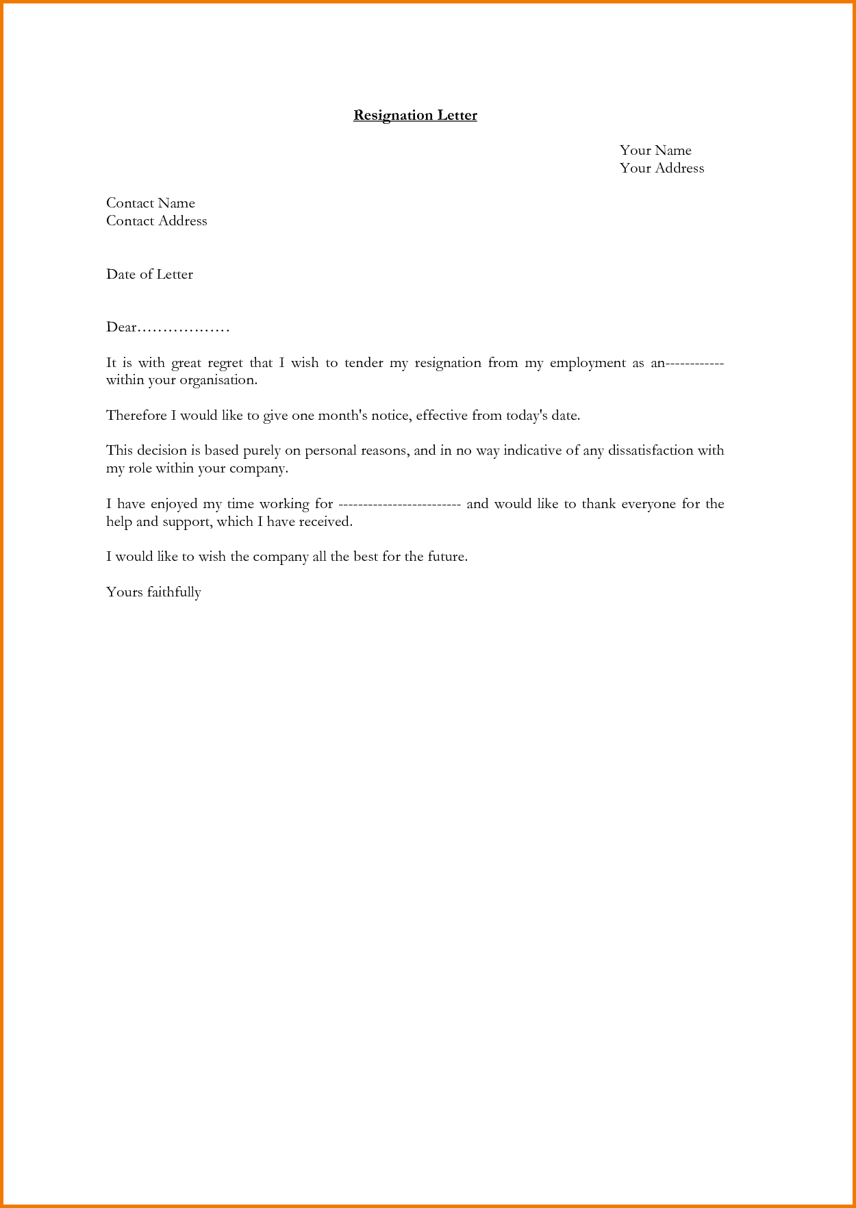 Microsoft Word Resignation Letter Template - Best Board Directors Resignation Letter Template