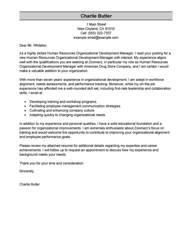 Performance Review Letter Template - Best organizational Development Cover Letter Examples