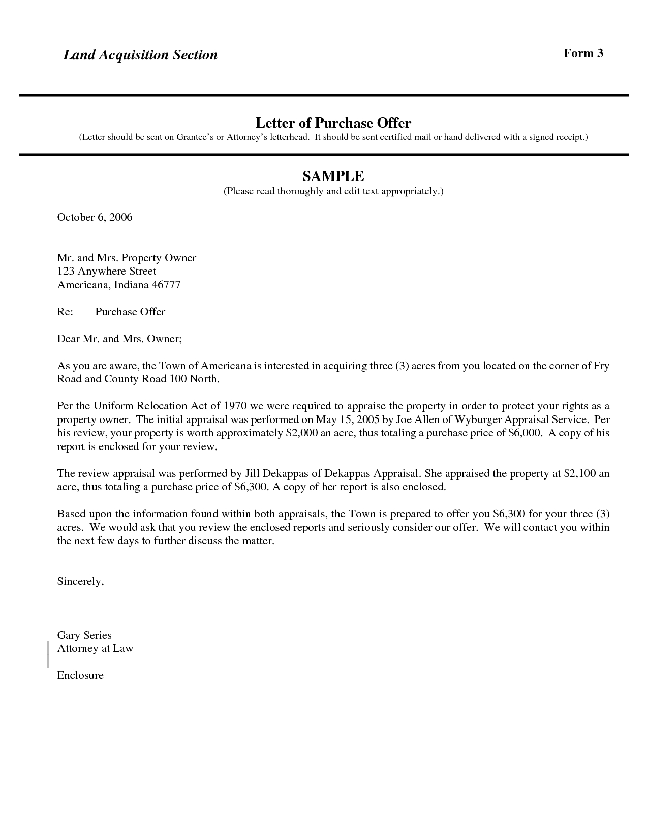 Land Purchase Offer Letter Template Samples Letter Template Collection