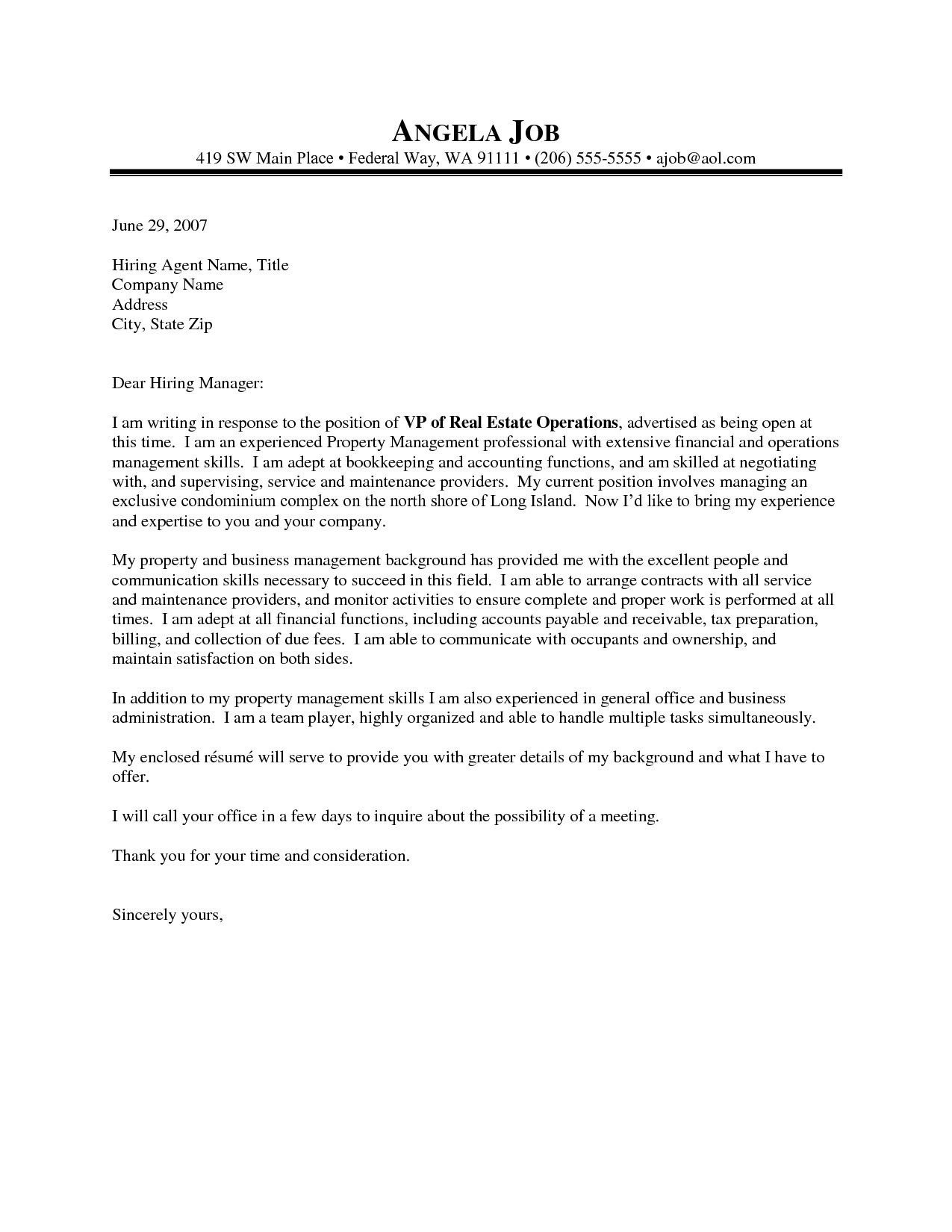 Property Management Cover Letter Template - Best Sample Resume Cover Letter Property Management