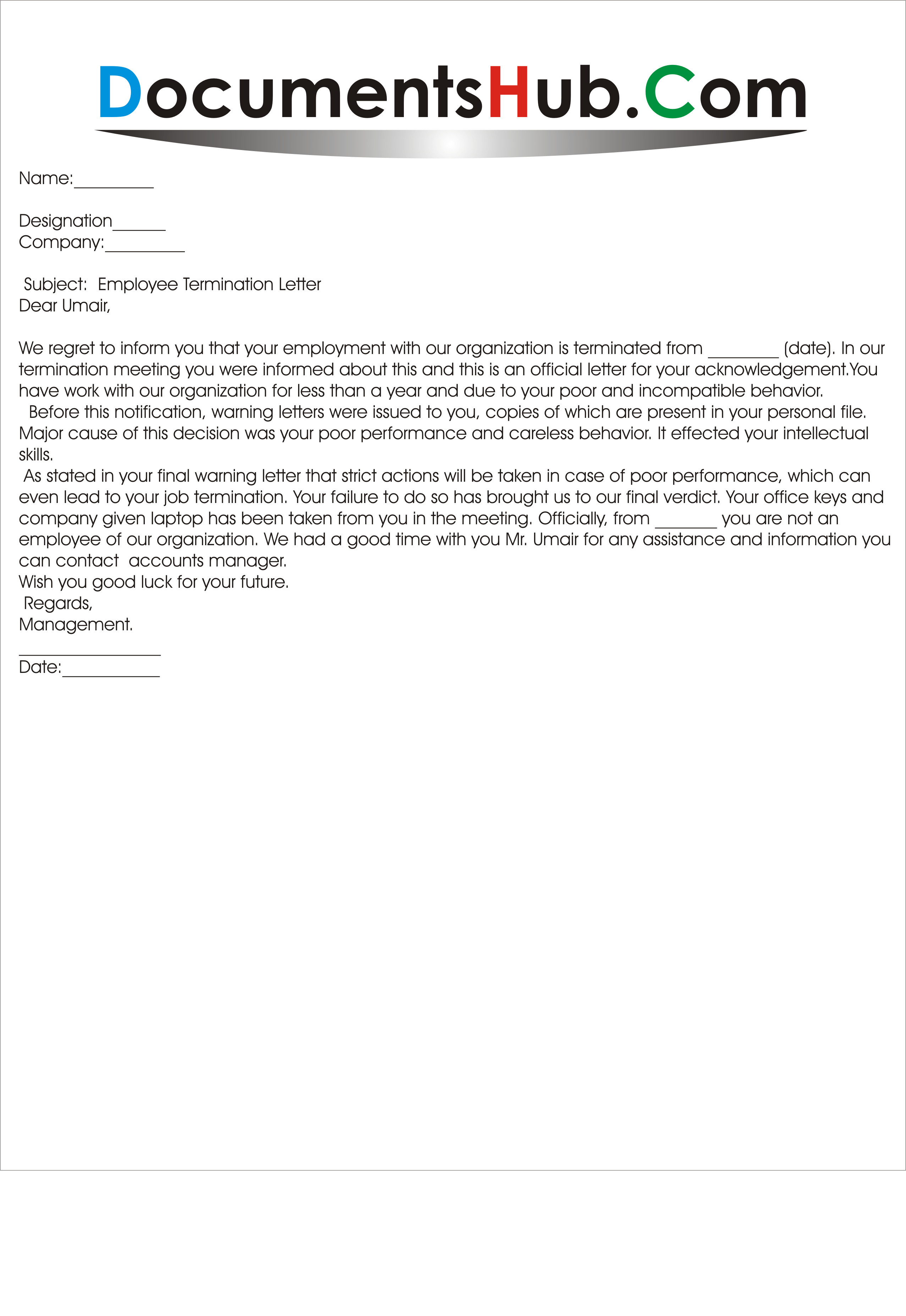 Sample Employee Termination Letter Template - Breach Contract Letter Template Inspirational Written Warning