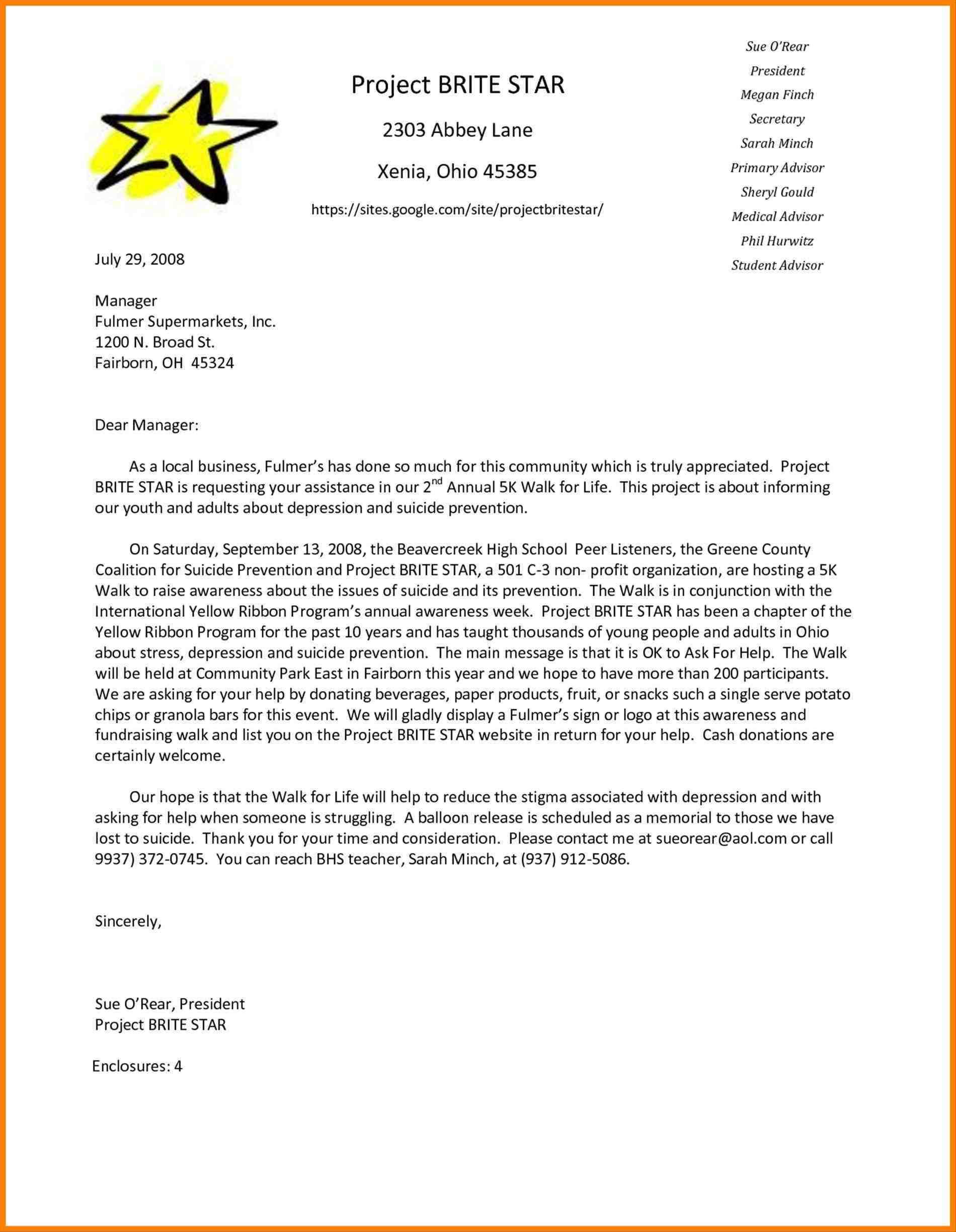 Pta Fundraising Letter Template - Business Donation Letter Template Acurnamedia