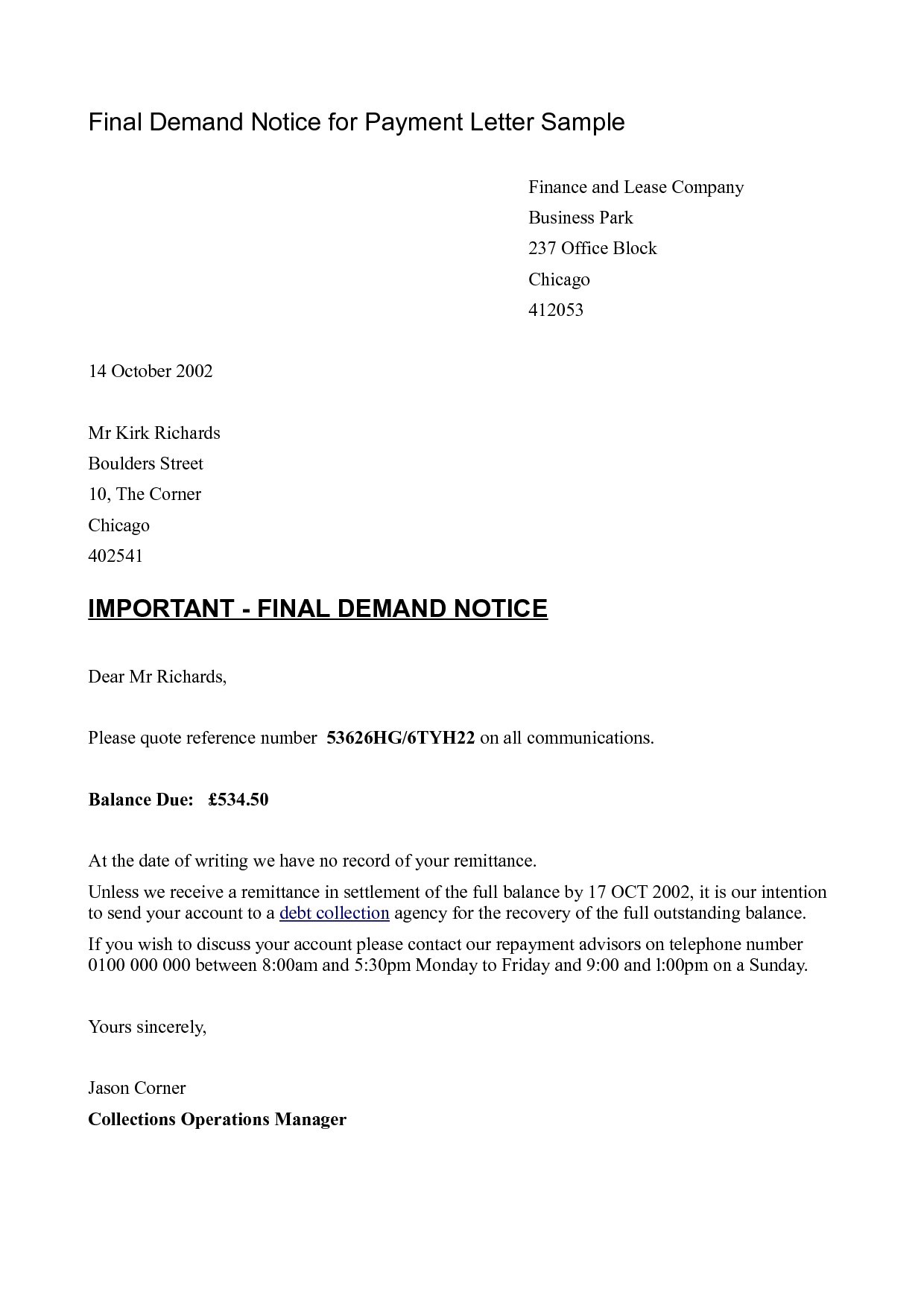 Full And Final Settlement Letter Template Car Accident