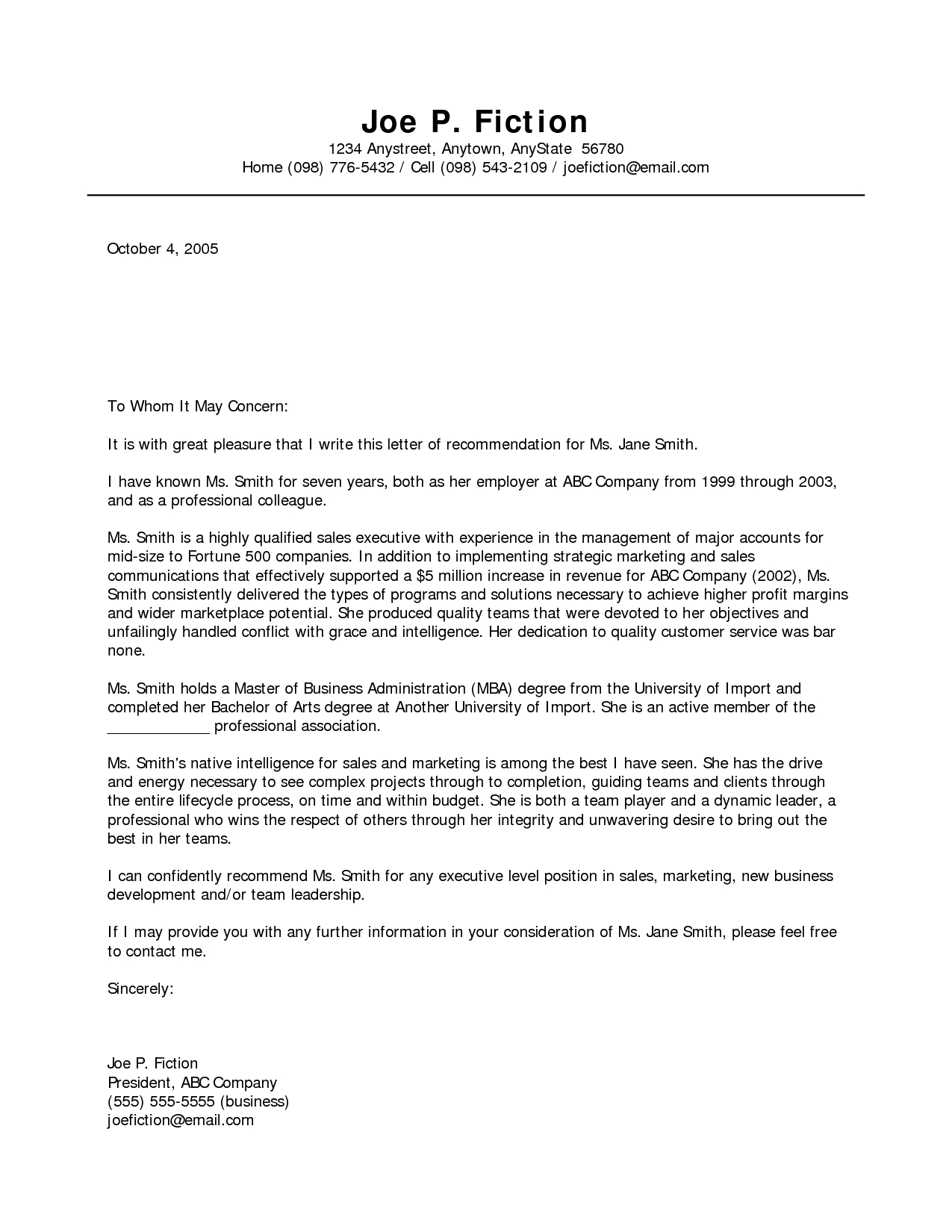 professional letter of recommendation template example-business re mendation letter template 18-f