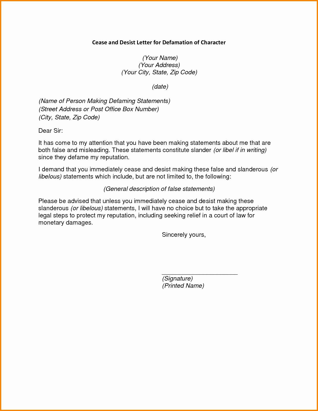 Cease And Desist Slander Letter Template Examples Letter Template 