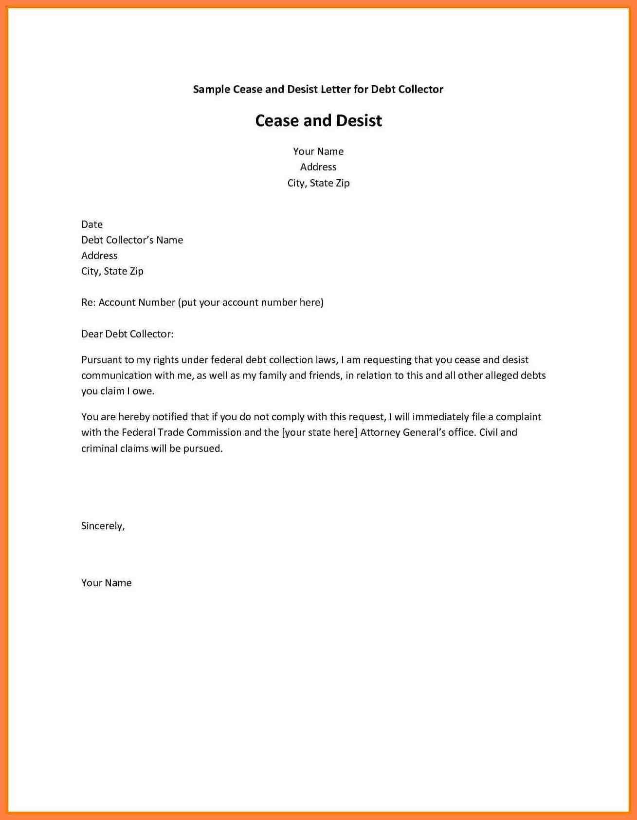 cease and desist contact letter template Collection-Cease and Desist Letter Sample Lovely Best Debt Collection Cease and Desist Letter Template 7-o