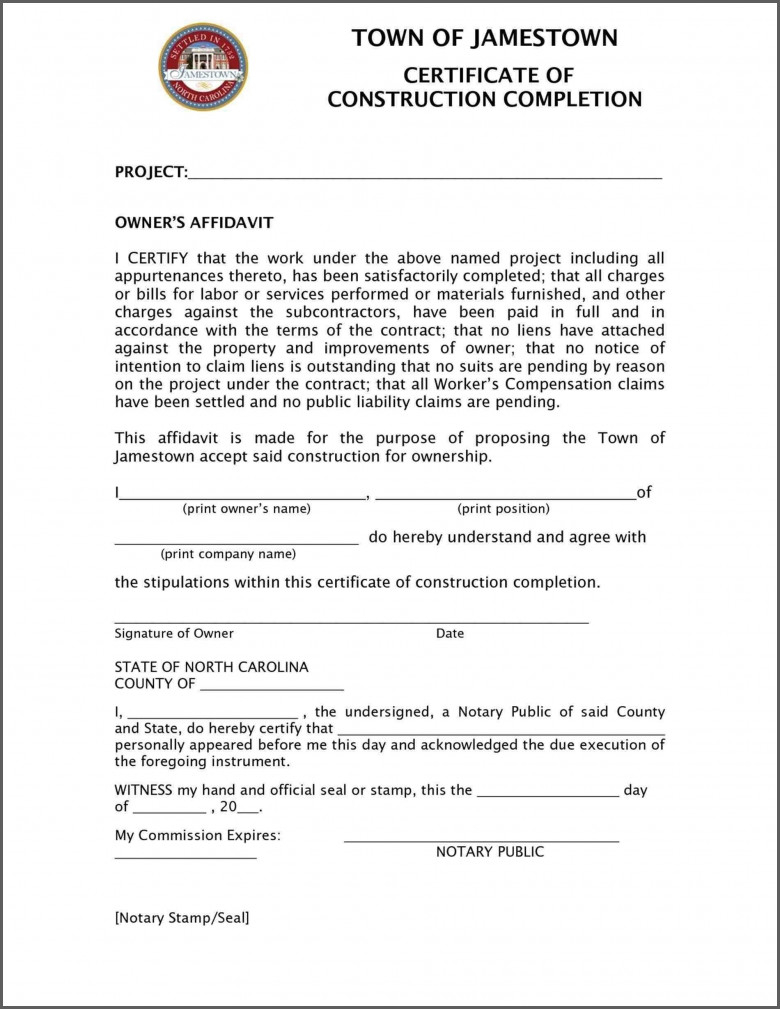 Letter Of Substantial Completion Template - Certificate Templates Certificate Substantial Pletion