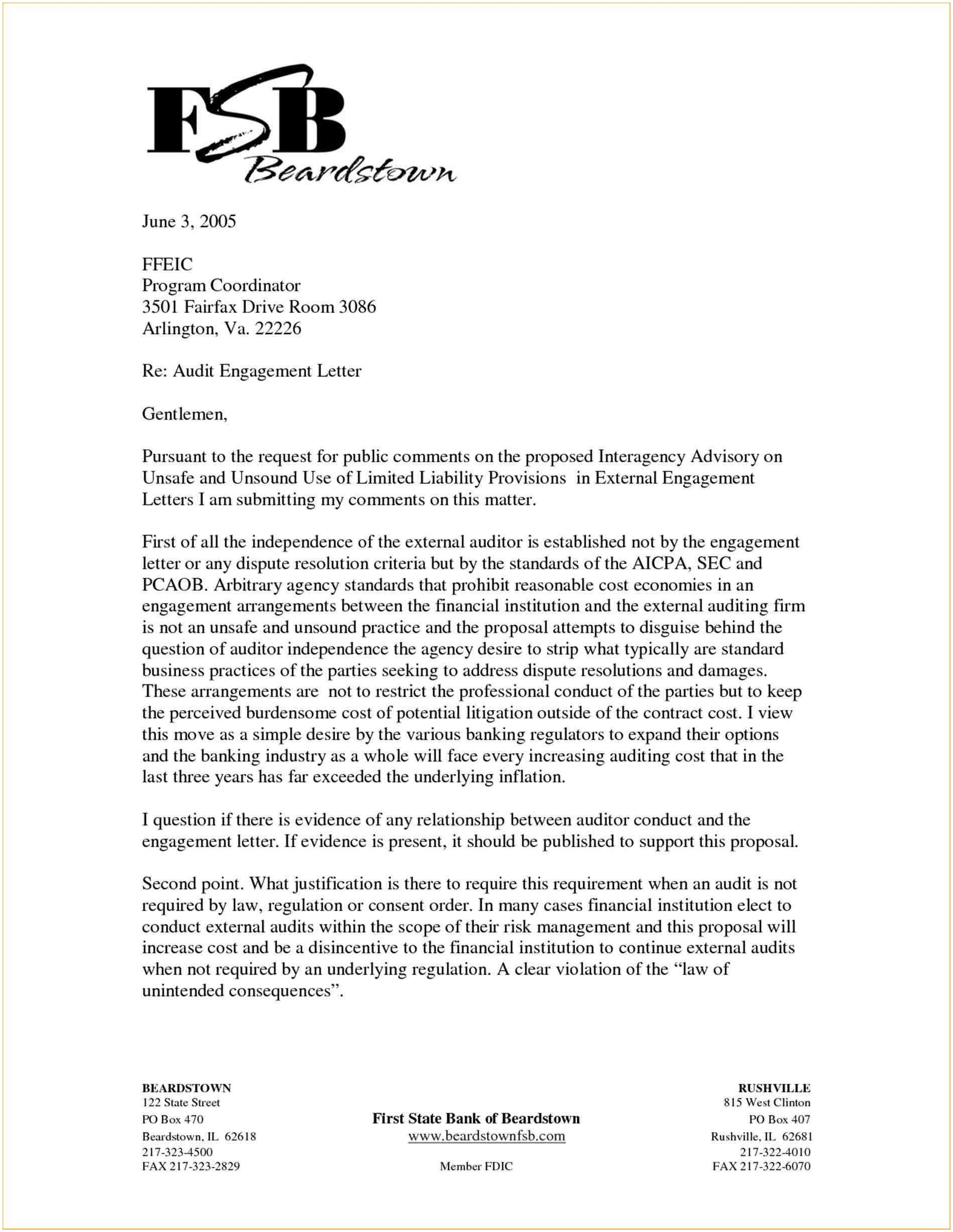 Audit Engagement Letter Template - Certified Letter From Irs