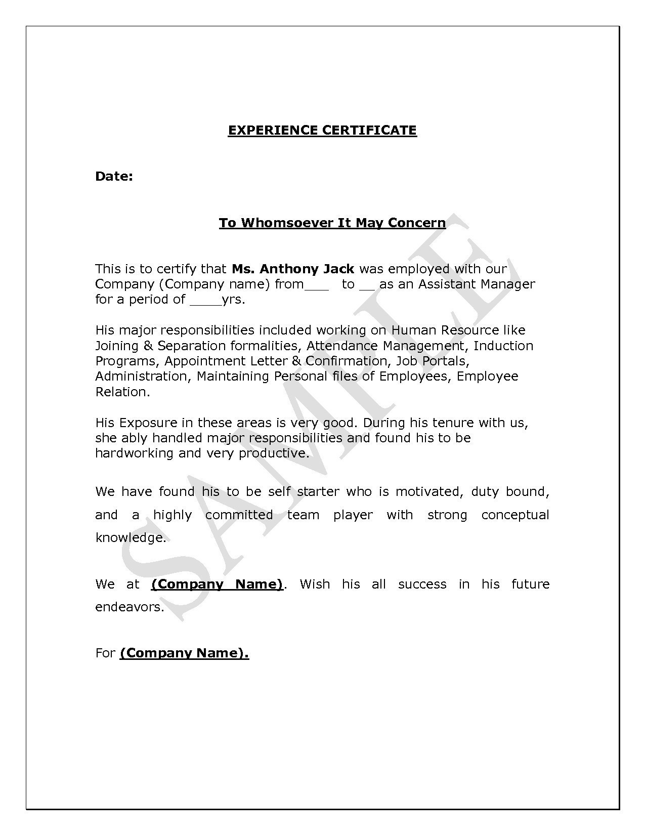 Employment Confirmation Letter Template Doc - Character Certificate format In Doc Best Job Application Letter