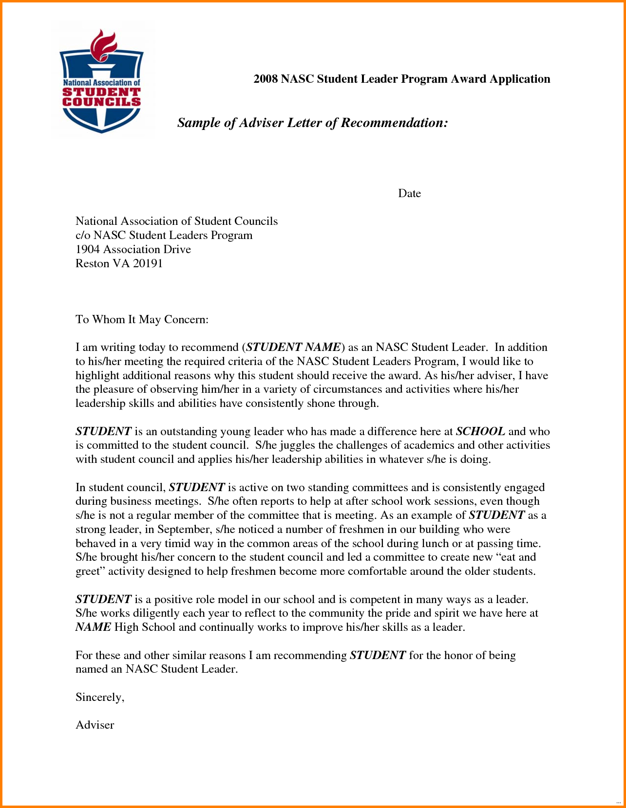 Scholarship Letter Of Recommendation Template Samples Letter Template 