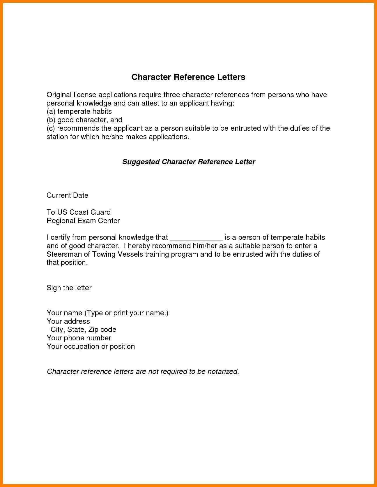 Character Reference Letter Template - Character Reference Letter Template Doc Fresh Sample Certificate