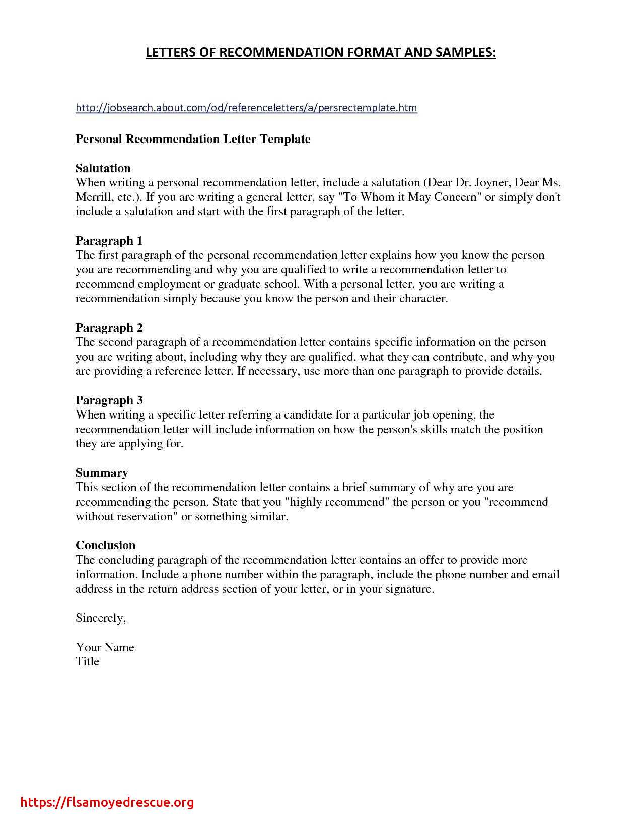 General Letter Of Recommendation Template - Character Reference Letter Template Doc New Writing Letter Reference