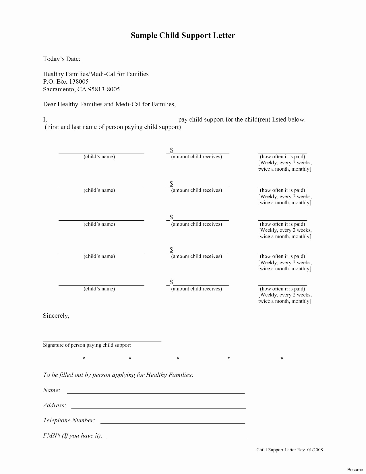 Sample Child Support Letter Template - Child Support Letters Sample Lovely Sample Child Support Letter