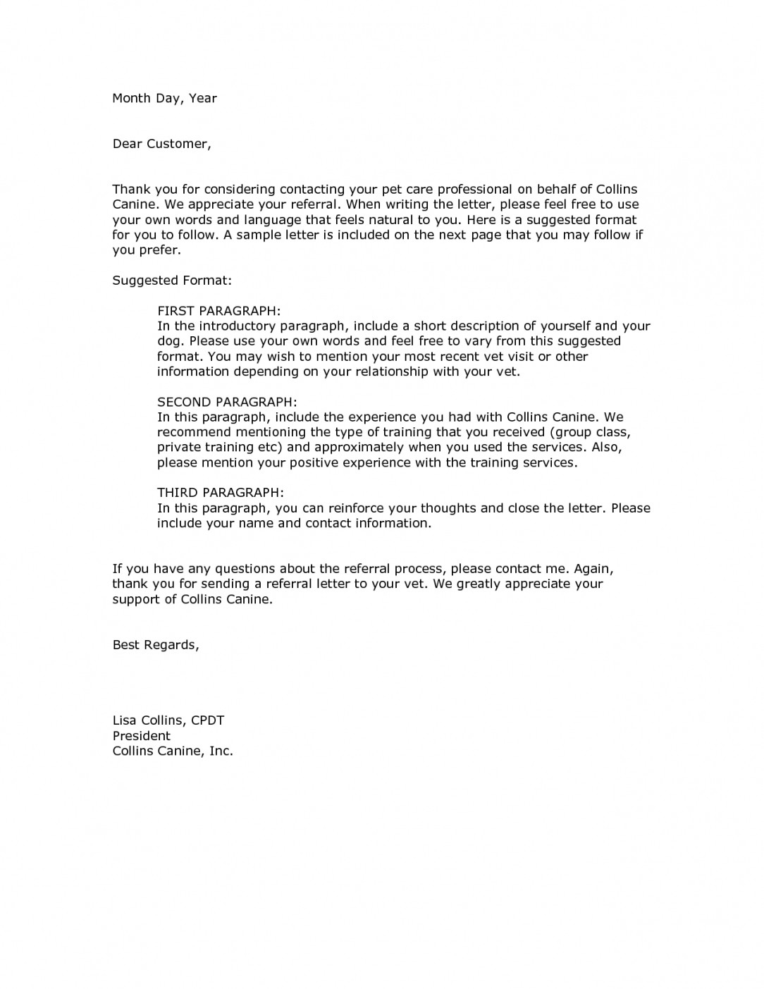 Customer Reference Letter Template - Client Referral Letter Template Business Thank You Letter Sample