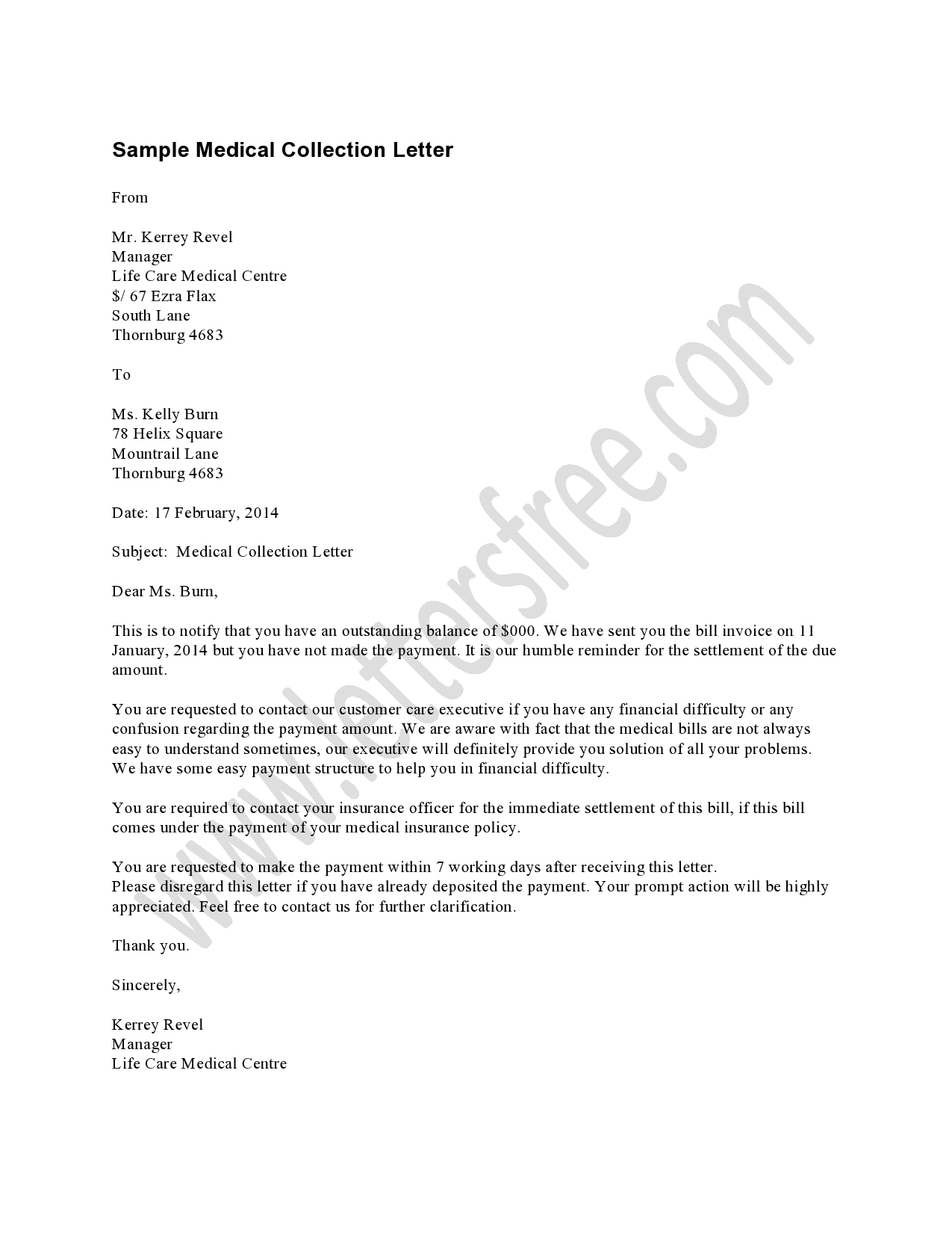 Hipaa Letter Medical Collection Template Samples Letter Template