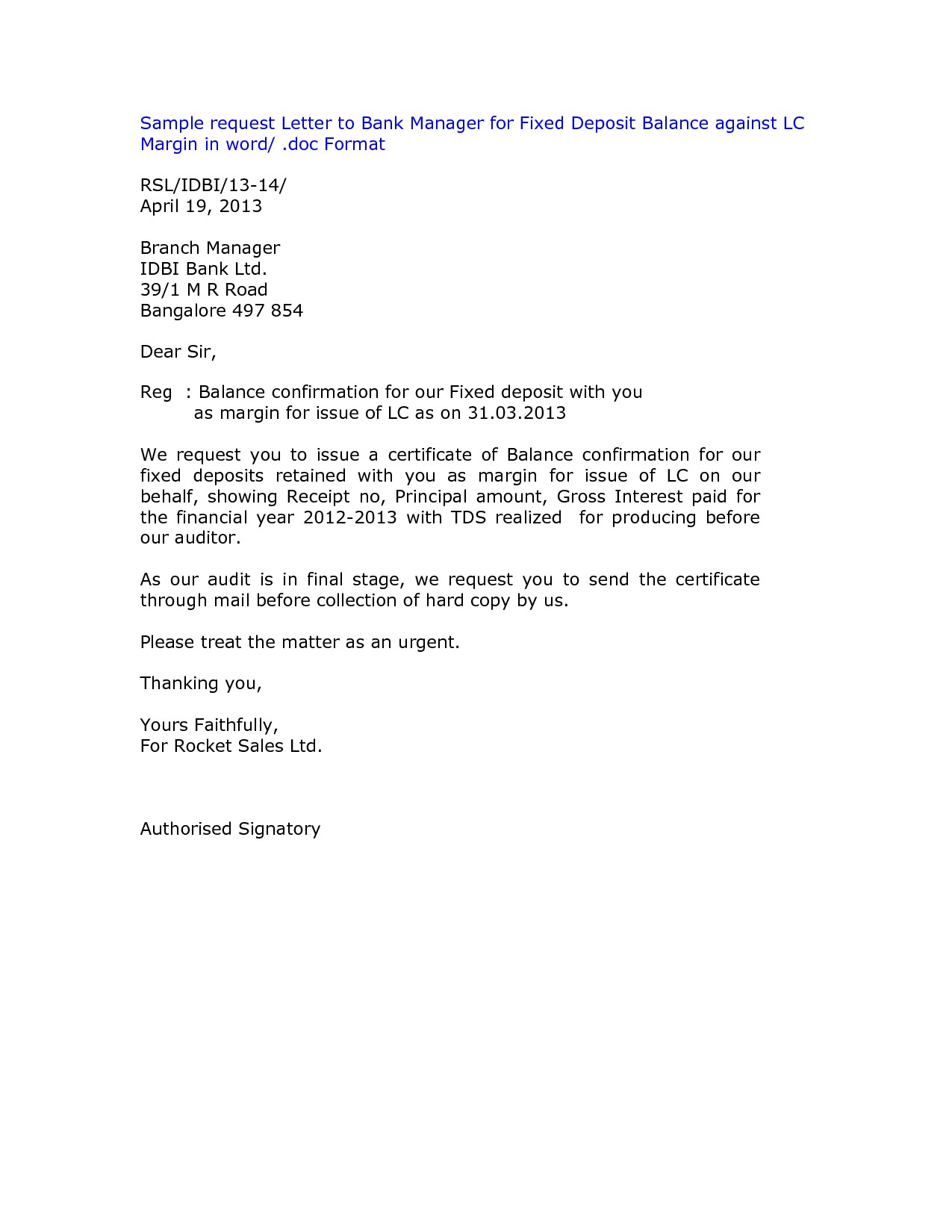 Bank Confirmation Letter Template Word