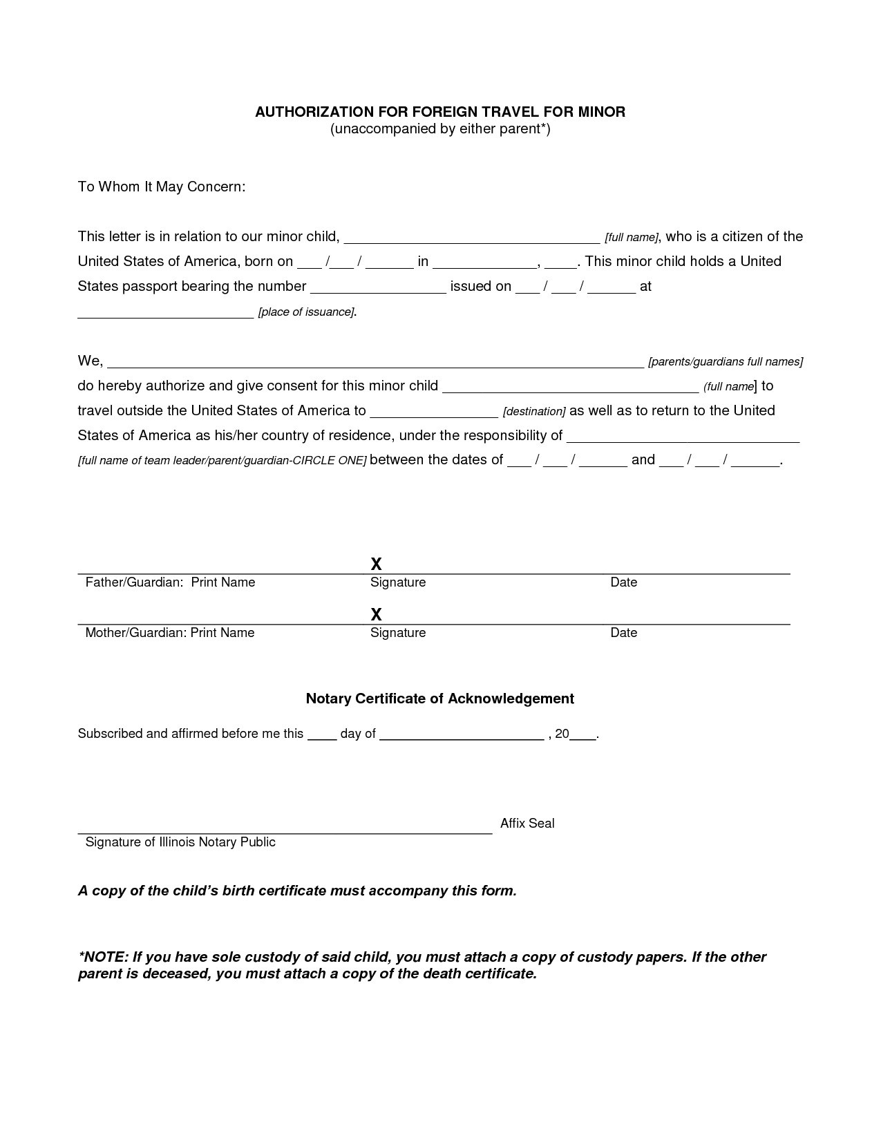 Parent Consent Letter For Travel Template Collection Letter