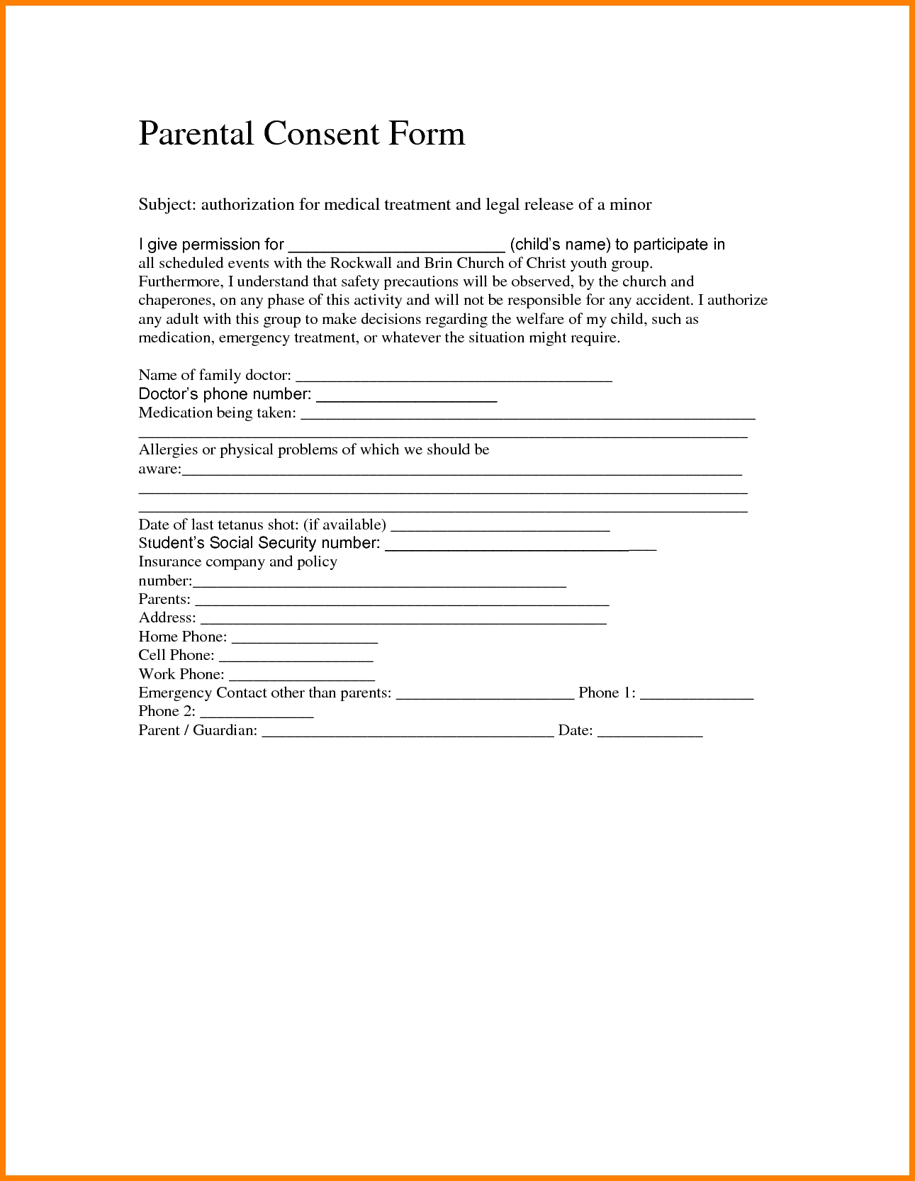 Medical Consent Letter for Grandparents Template - Contemporary Parent Consent forms Vignette Administrative Ficer